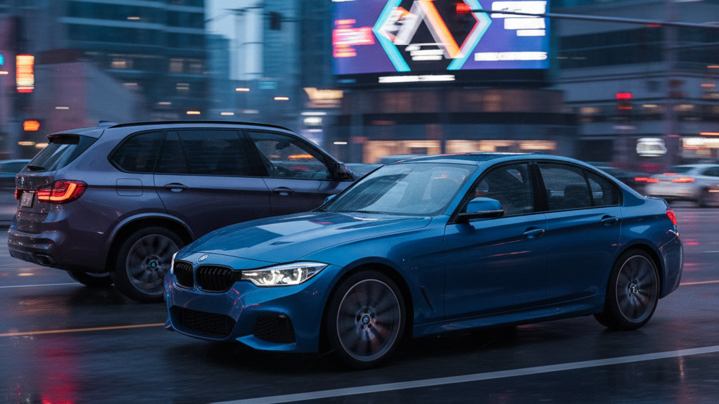 Editorial, photo-realistic HERO for an automotive daily news article titled "BMW Alerts Owners to Takata Airbag Risks – Daily Car News (2025-11-06)".