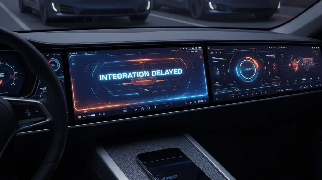 Editorial photo-realistic HERO image for automotive news (2026-02-17). Feature Tesla vehicles specifically Model S, Model 3. Scene: A futuristic Tesla