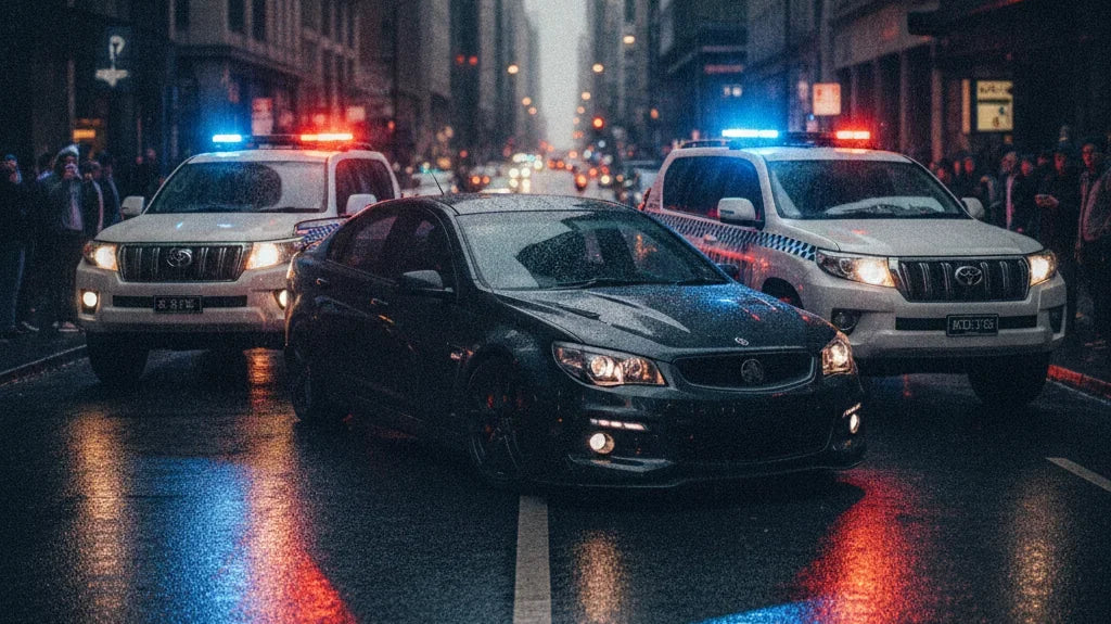 Editorial photo-realistic HERO image for automotive news (2026-09-07). Feature HSV and Toyota vehicles specifically HSV model, Toyota LandCruiser, Toy