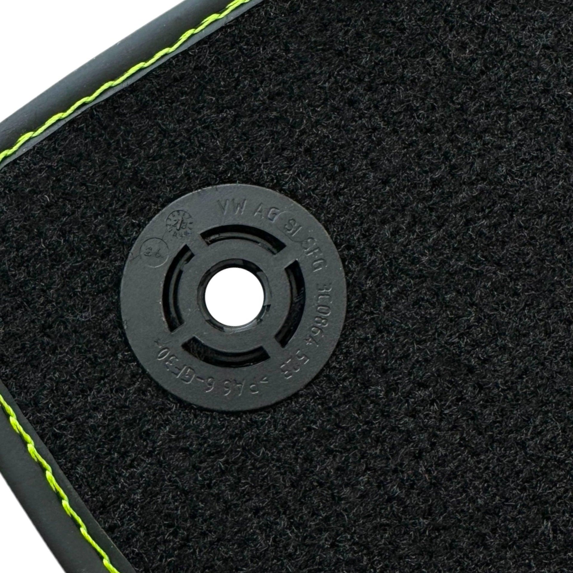 Black Floor Mats for Lamborghini Aventador with Green Leather - AutoWin