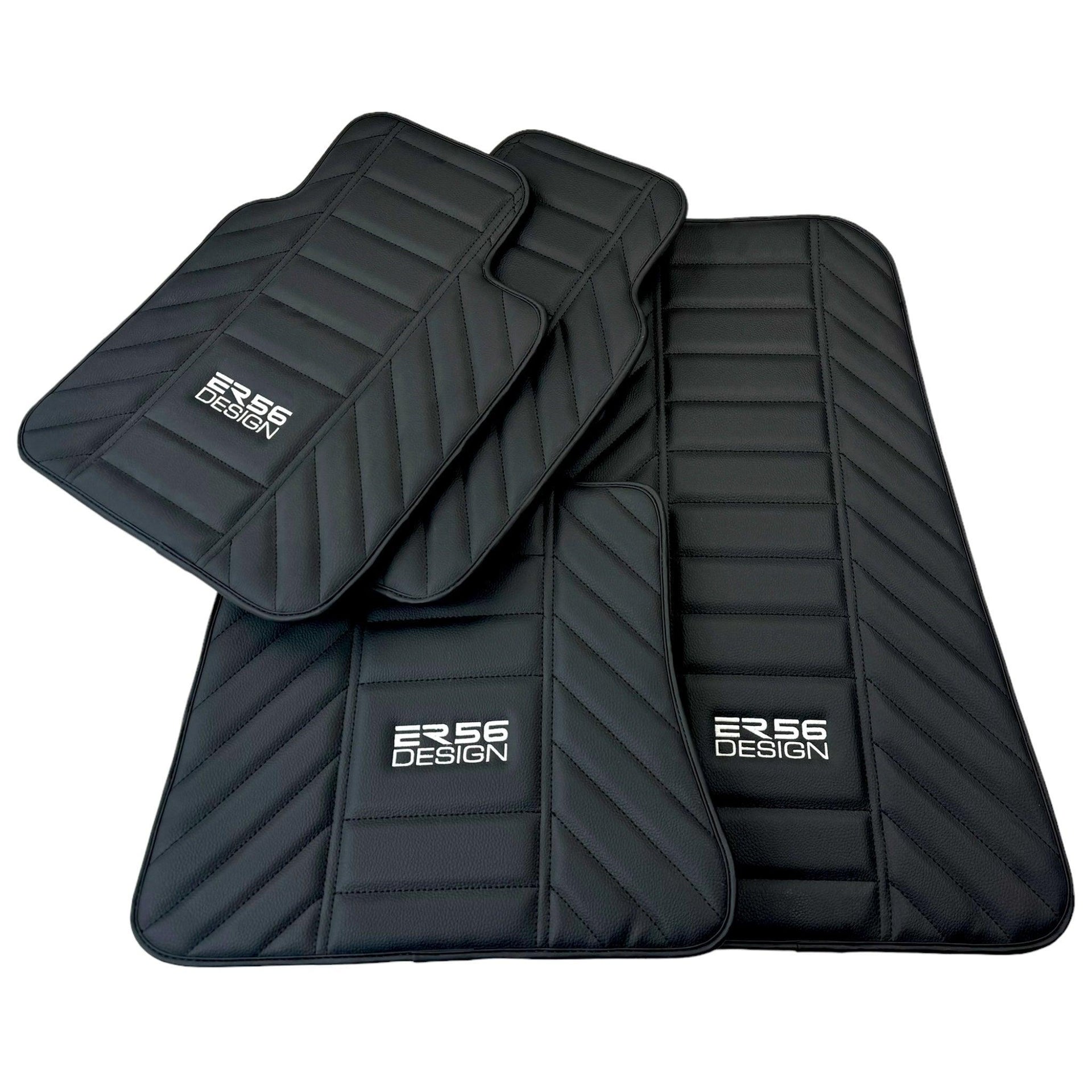 Black Leather Floor Mats for Rolls Royce Dawn (2016-2023) ER56 Design - AutoWin