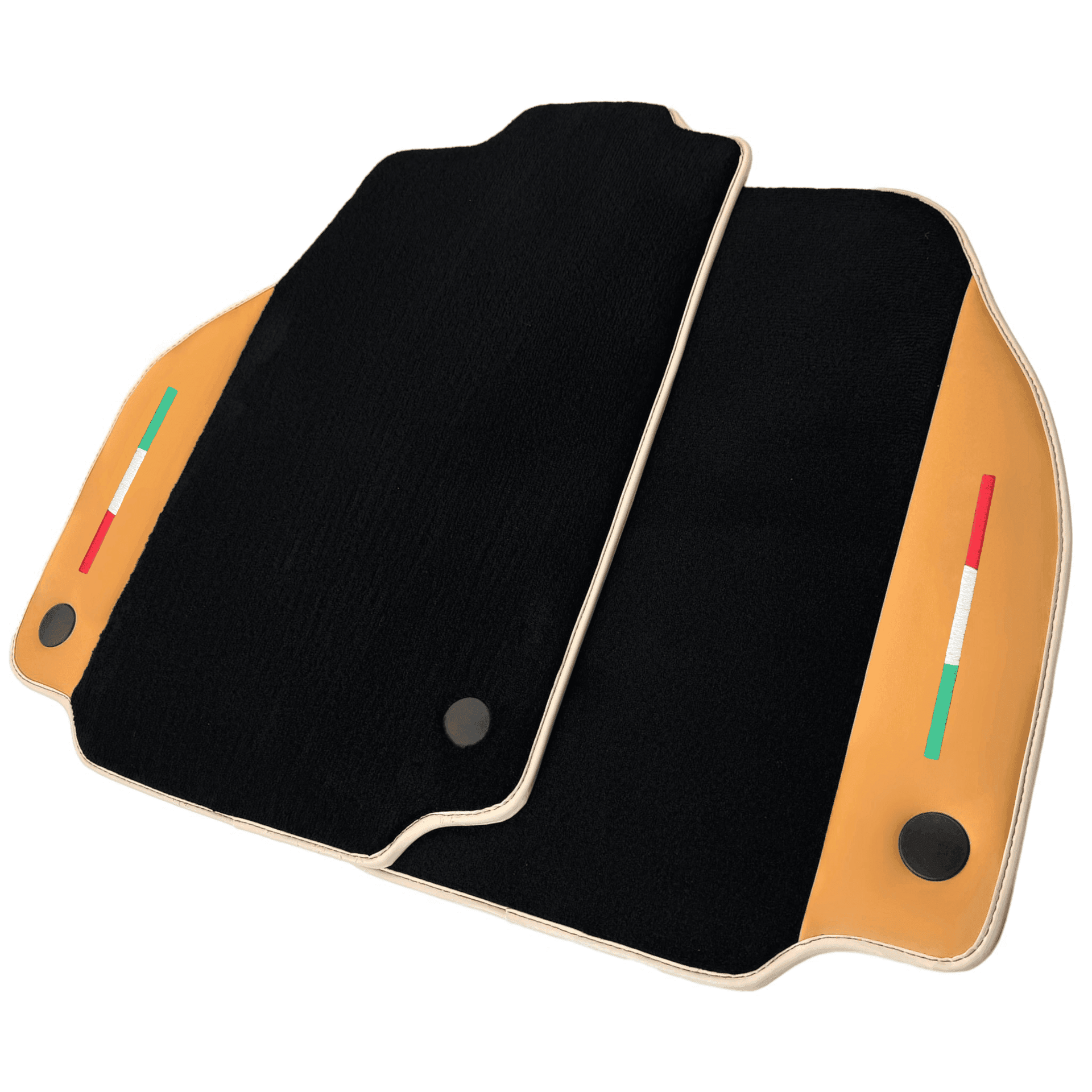 Black Floor Mats For Ferrari 488 Pista Spider (2019-2021) with Beige Nappa Leather - AutoWin