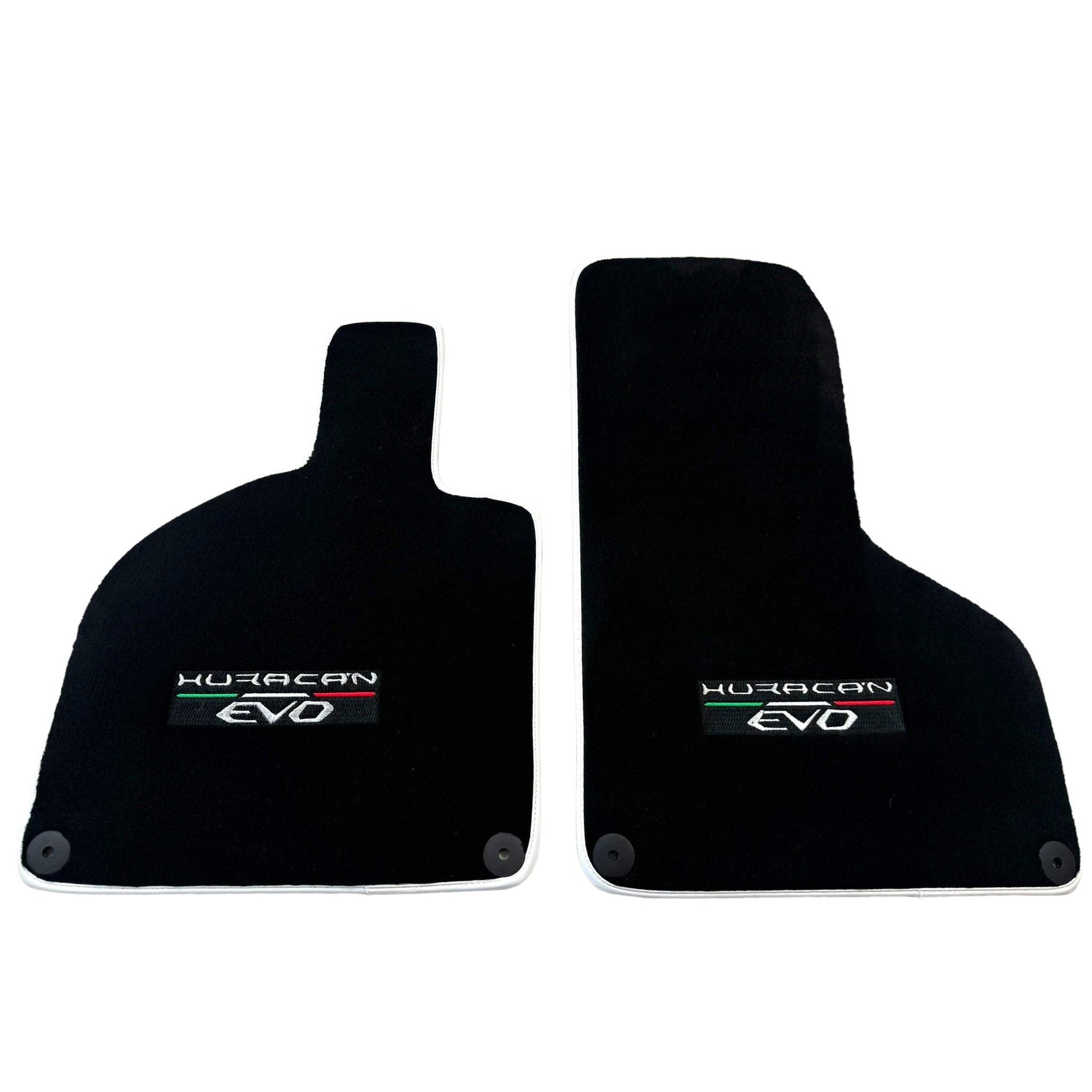 Black Floor Mats for Lamborghini Huracan EVO (2014-2023) with White Trim - AutoWin