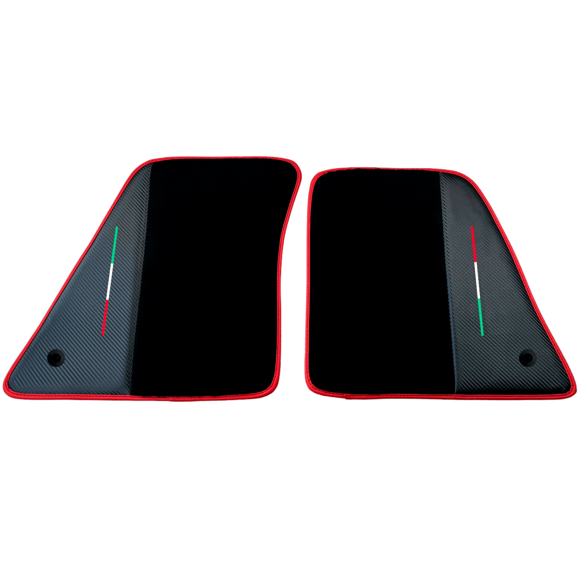 Black Floor Mats for Ferrari SF90 Stradale (2019-2024) with Carbon Fiber | Red Trim - AutoWin