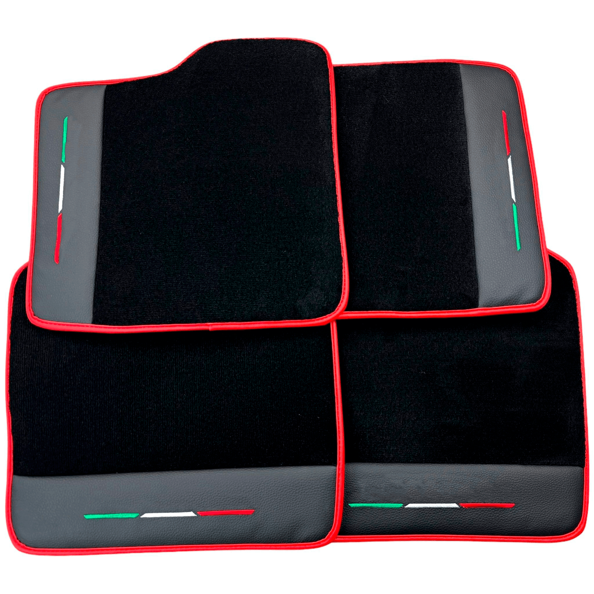 Black Floor Mats for Ferrari Purosangue with Leather and Red Trim | Italian Edition - AutoWin