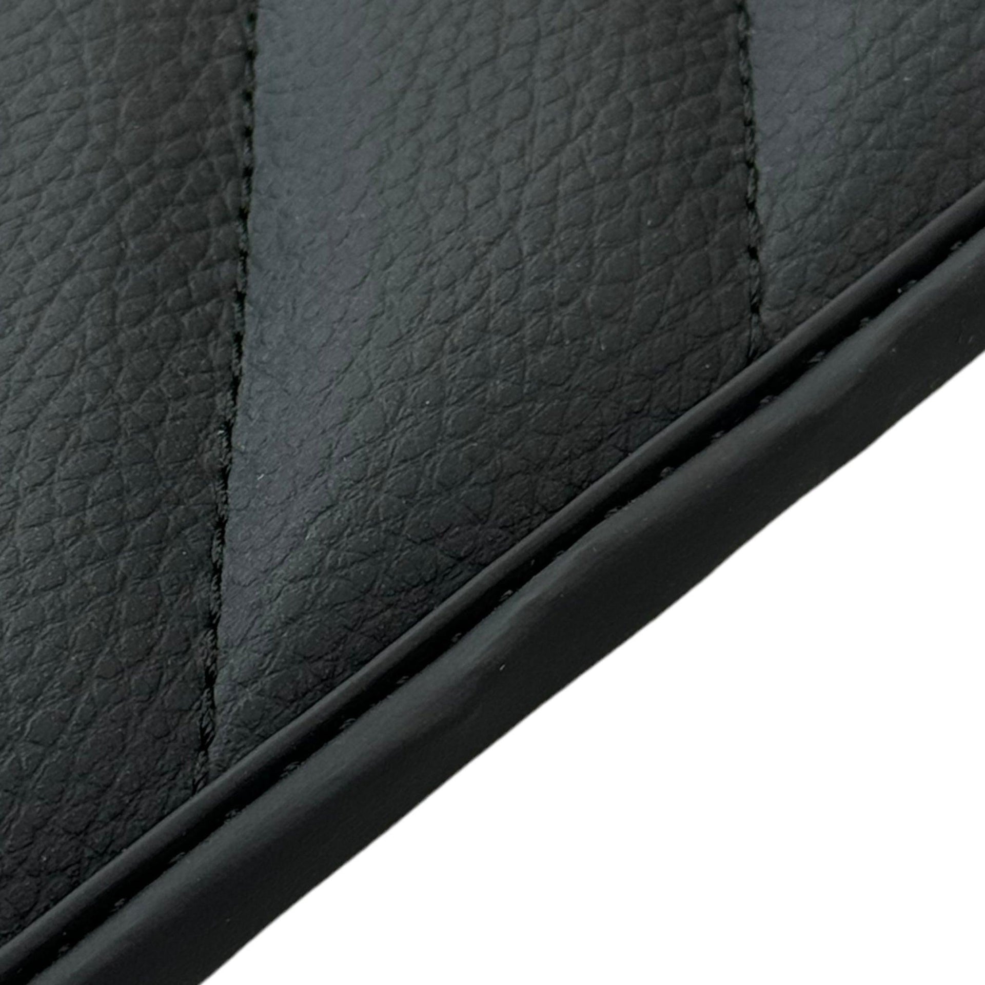 Black Leather Floor Mats for Rolls Royce Dawn (2016-2023) ER56 Design - AutoWin