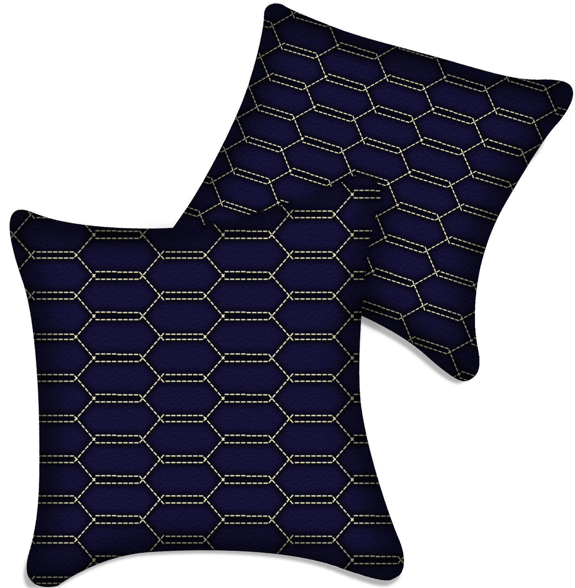 Customizable Dark Blue Leather Pillows Set of 2 for All Vehicles