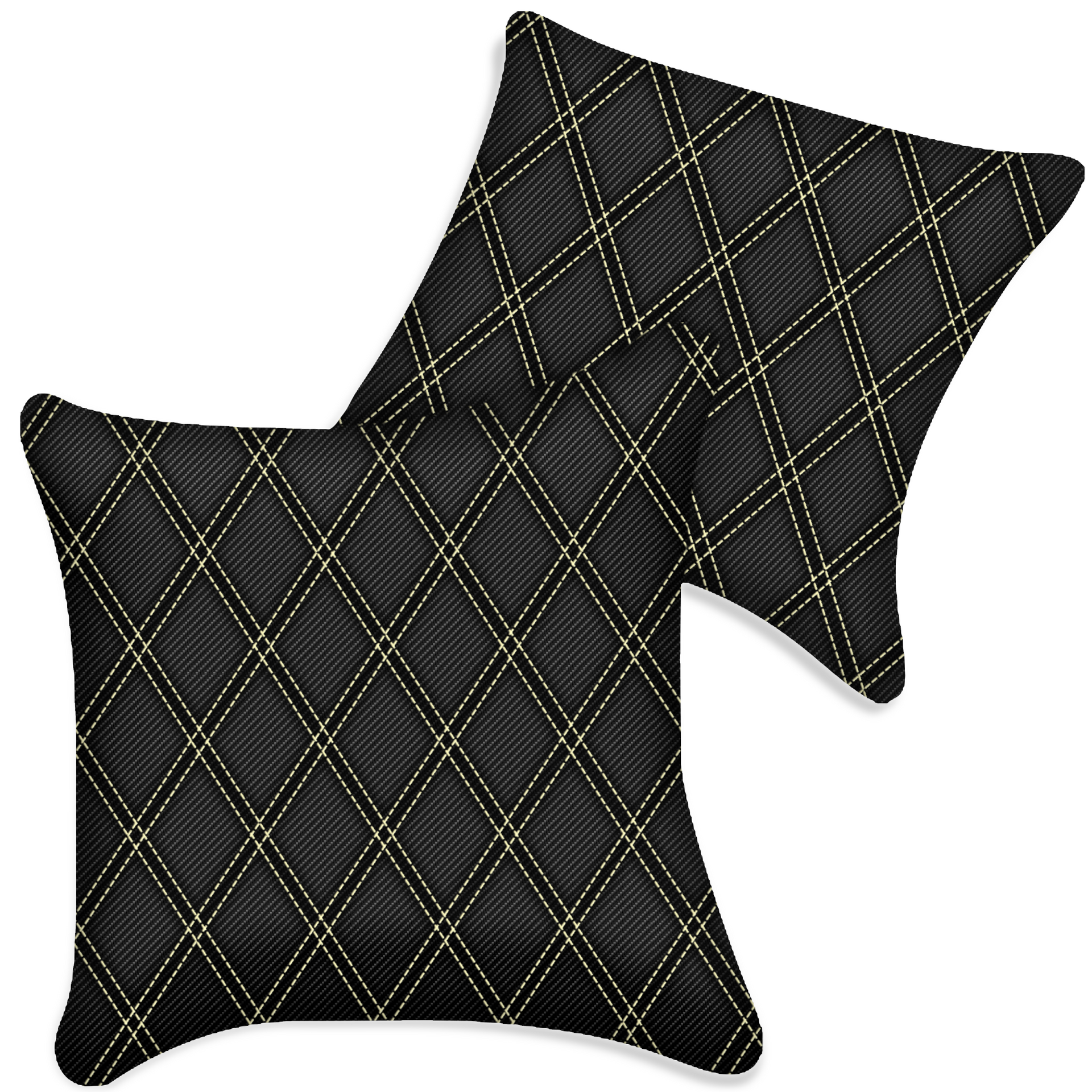 Customizable Black Carbon Fiber Pillows Set of 2 for All Vehicles | Double Diamond Pattern