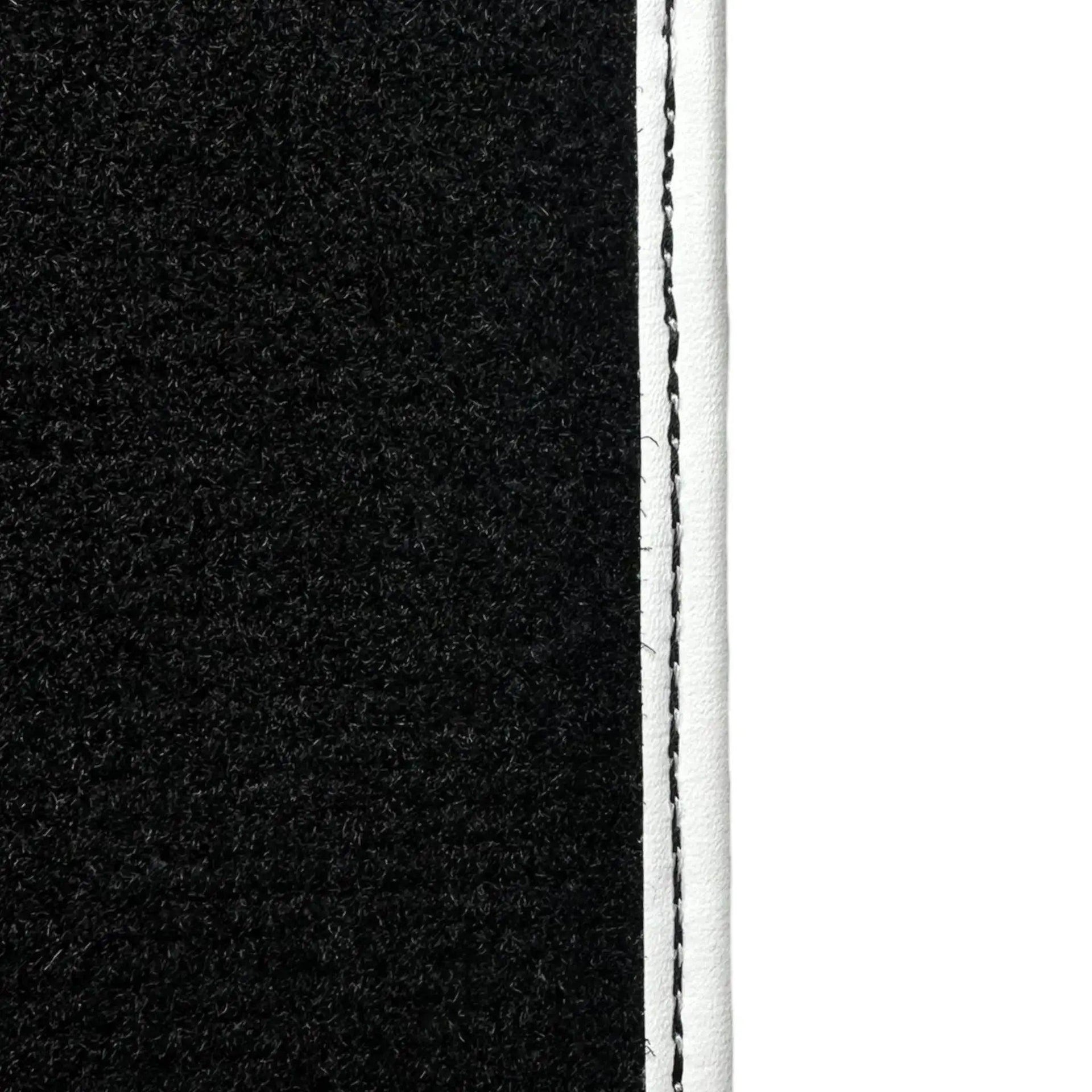 Black Floor Mats for Mini Cabrio R56 Convertible (2009-2016) with Leather | White Trim - AutoWin