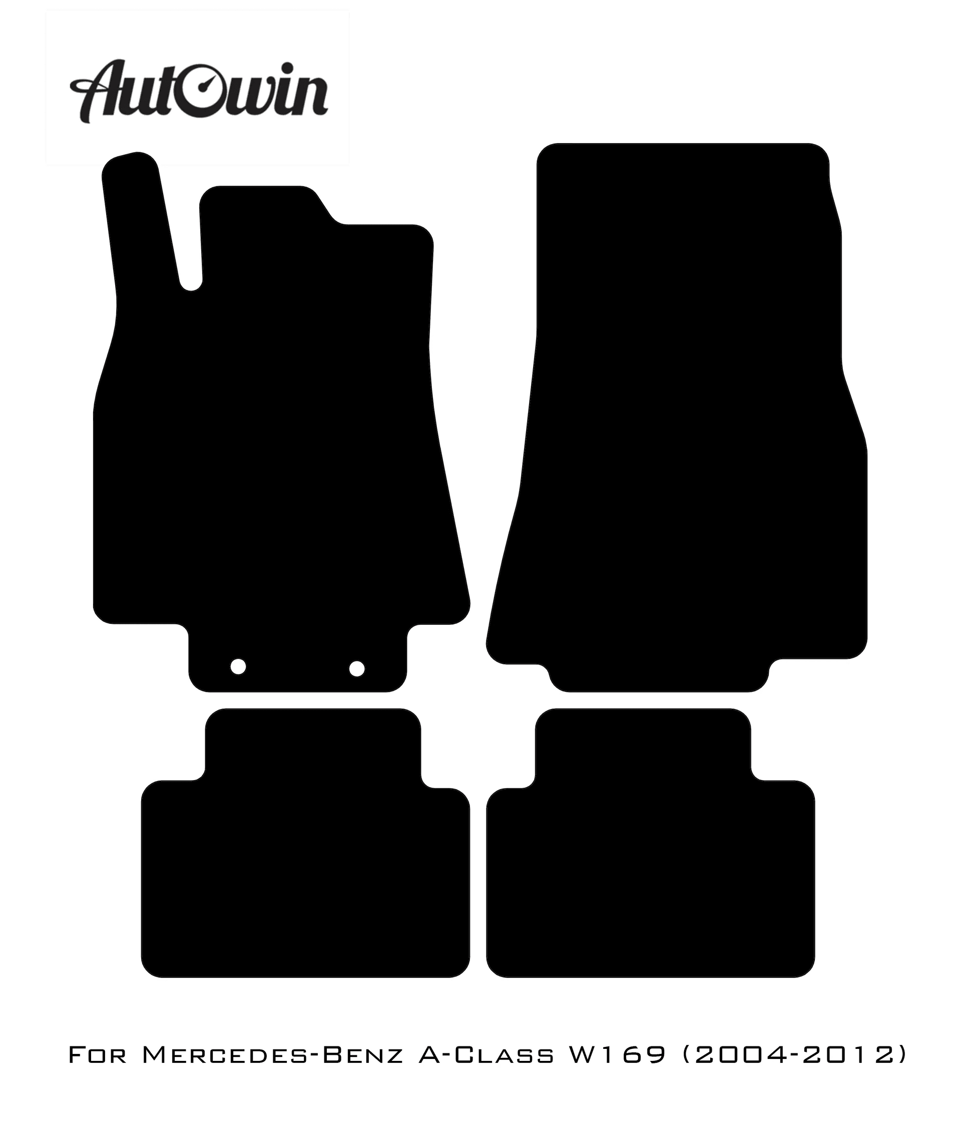 Black Leather Floor Mats For Mercedes Benz A-Class W169 (2004-2012) | ER56 Design - AutoWin