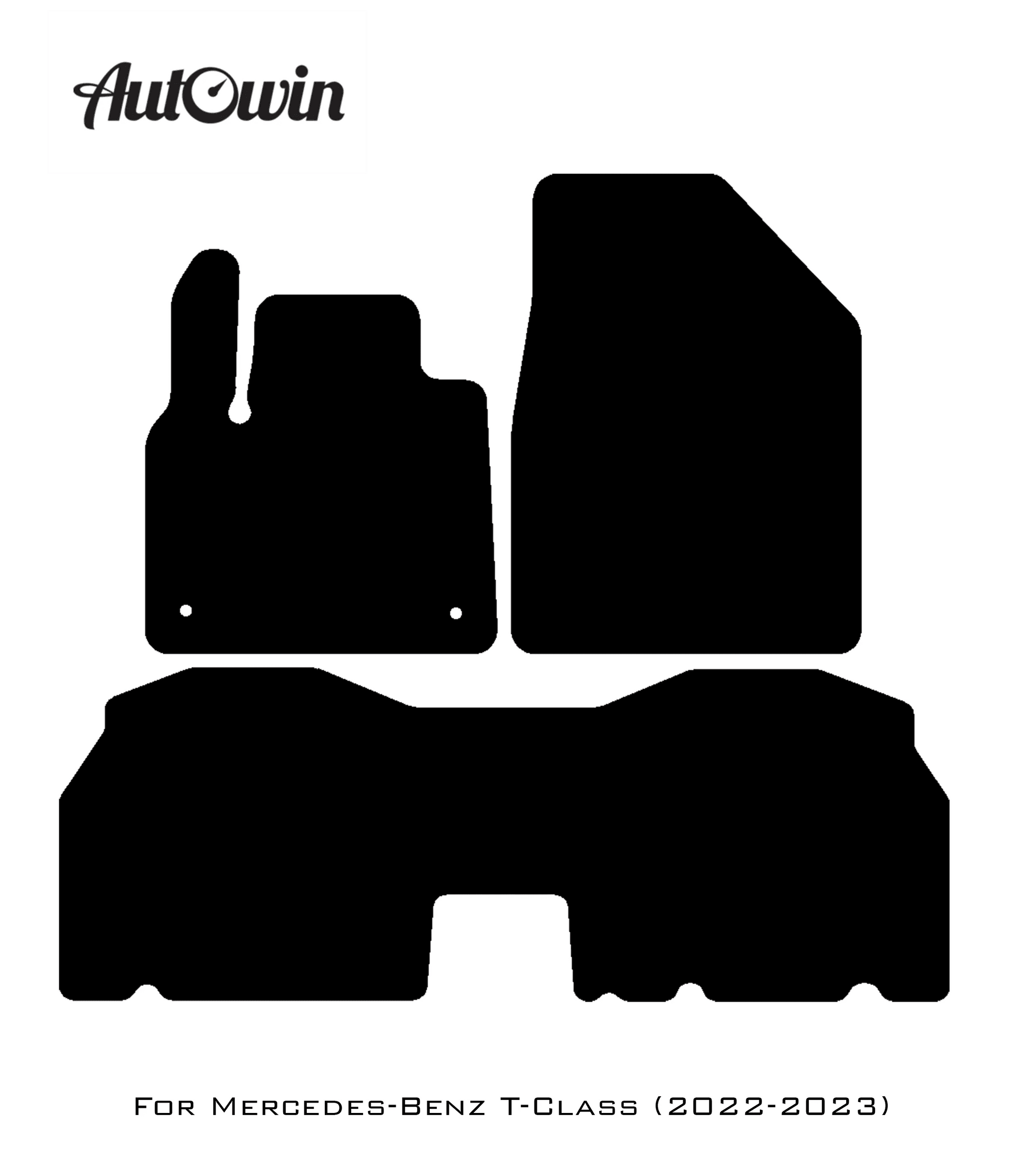 Black Leather Floor Mats For Mercedes Benz T-Class W420 (2022-2023) | ER56 Design - AutoWin
