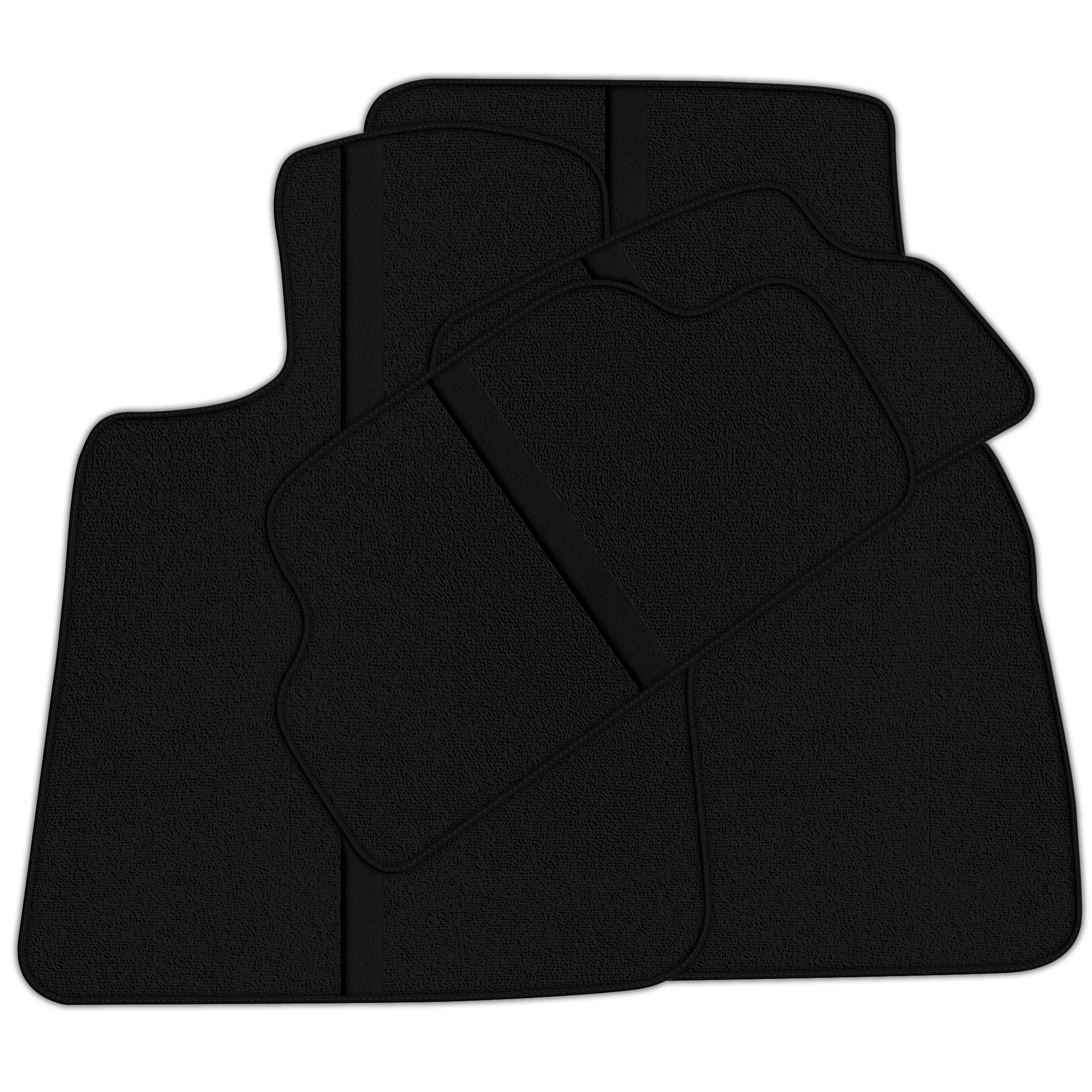 Black Floor Mats with Leather Line for Mini Cabrio F57 Convertible (2016-2023) - Various Colors