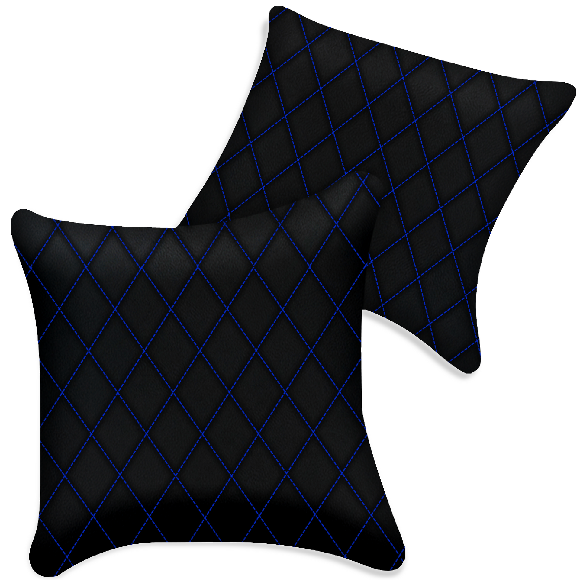 Customizable Black Leather Pillows Set of 2 for All Vehicles | Single Diamond Pattern