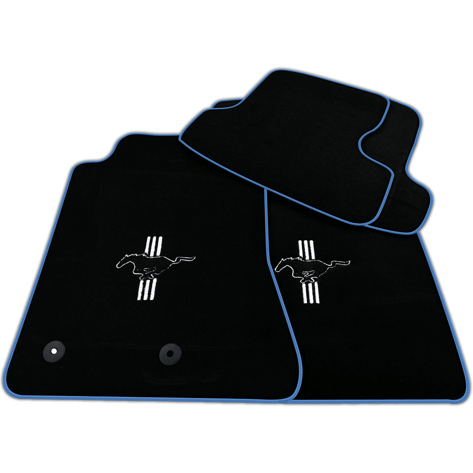 Black Floor Mats For Ford Mustang VI (2015-2023) with Pony | Various Trim Colors