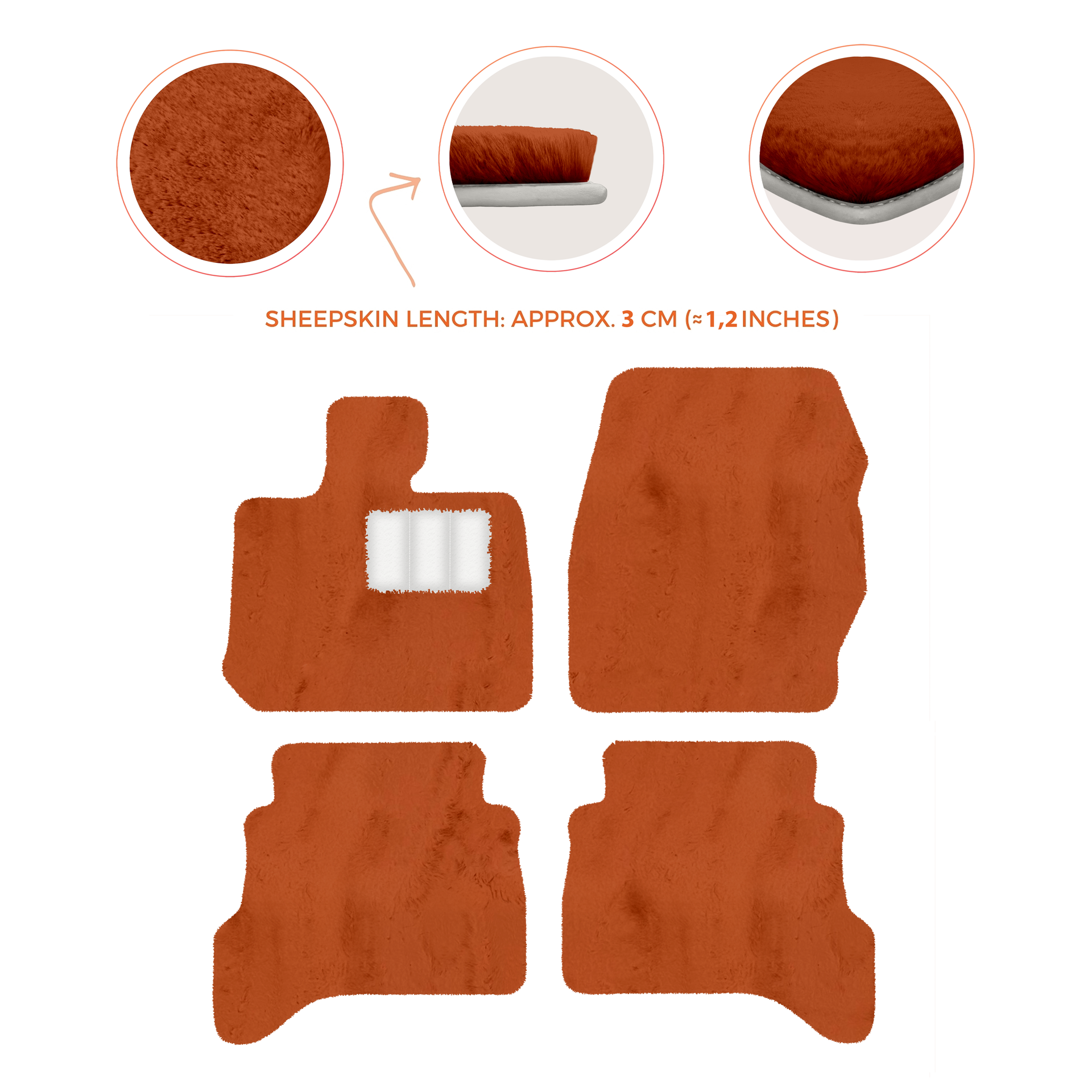 Premium Sheepskin Floor Mats for Land Rover Defender 90 (2007-2020)