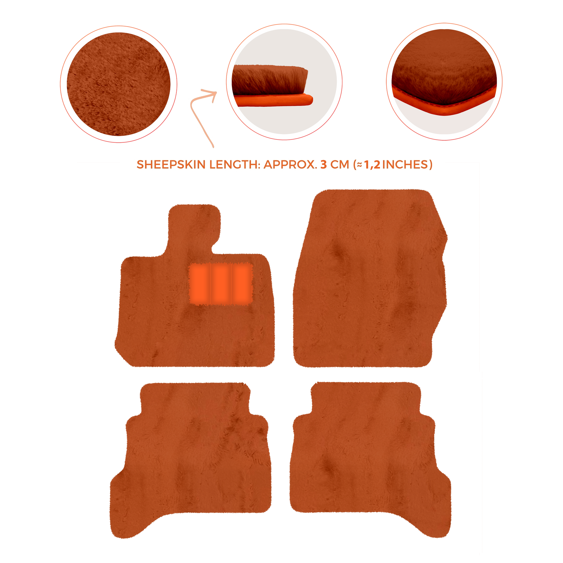 Premium Sheepskin Floor Mats for Land Rover Defender 90 (2007-2020)