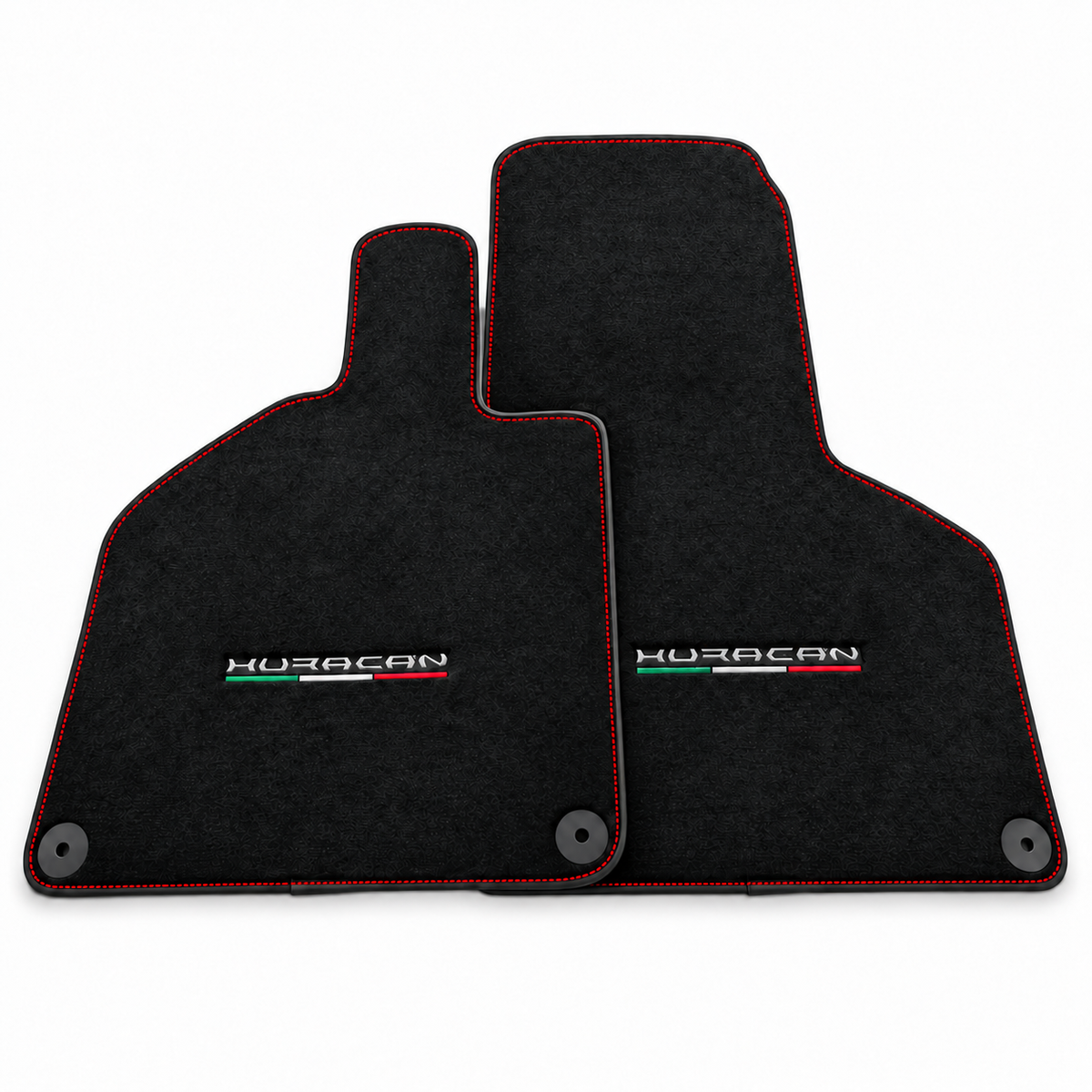 Bilmatter for Lamborghini Huracan Alcantara rød lær med Huracan-logo