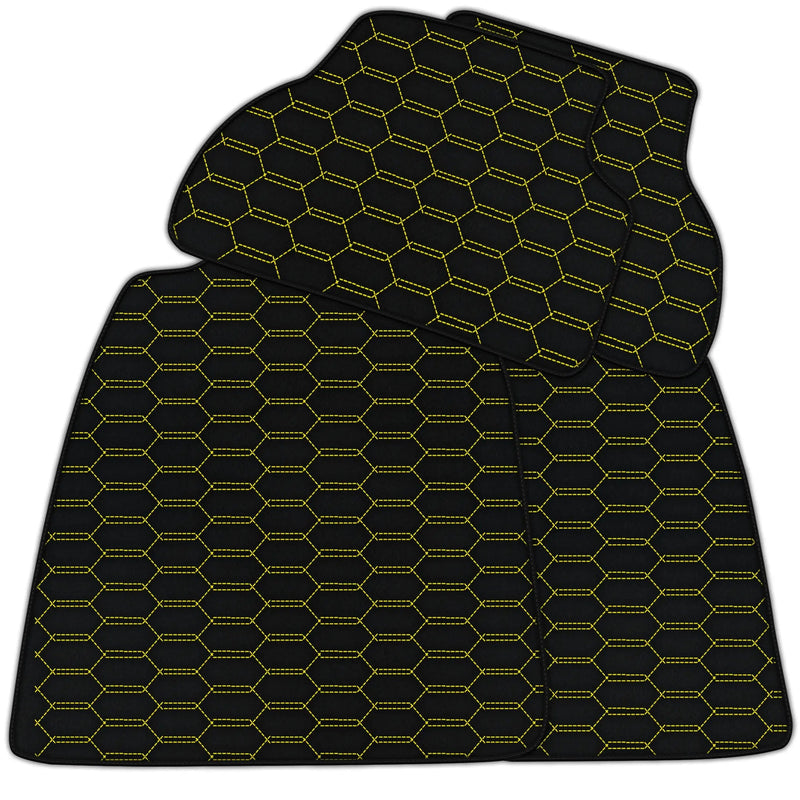 Customizable Leather Floor Mats with Interlaced Hex Pattern for Audi A6 - C6 Allroad Quattro Facelift (2008-2011)