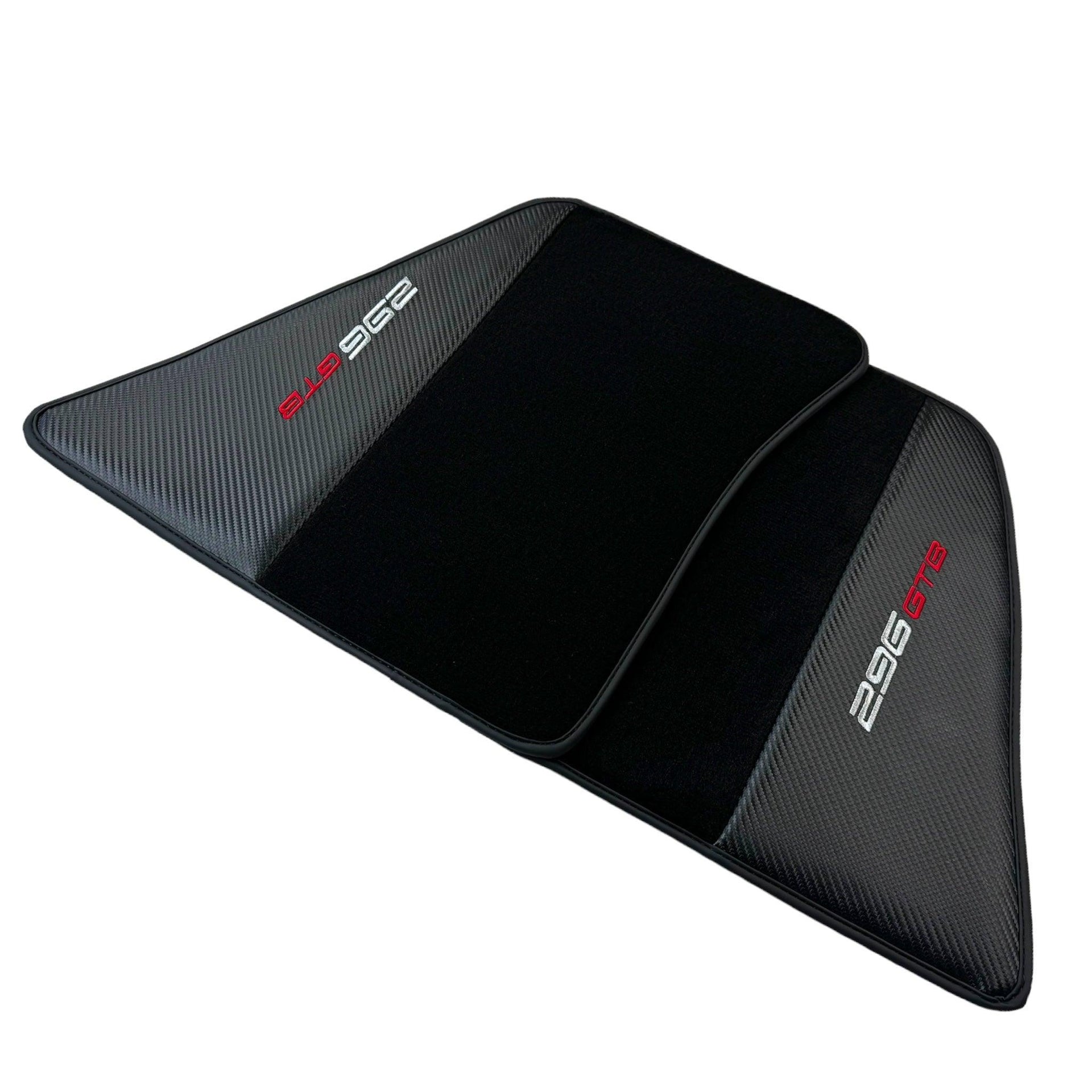 Black Floor Mats for Ferrari 296 GTB (2022-2024) with Carbon Fiber - AutoWin