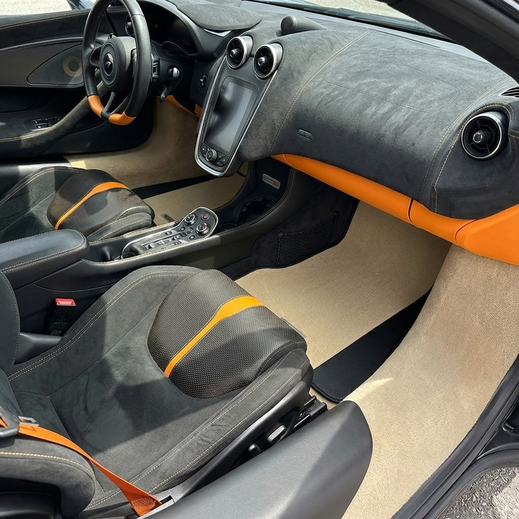 Customizable Leather Floor Mats with Symmetrical Hex Pattern for McLaren 570S (2015-2021) - AutoWin