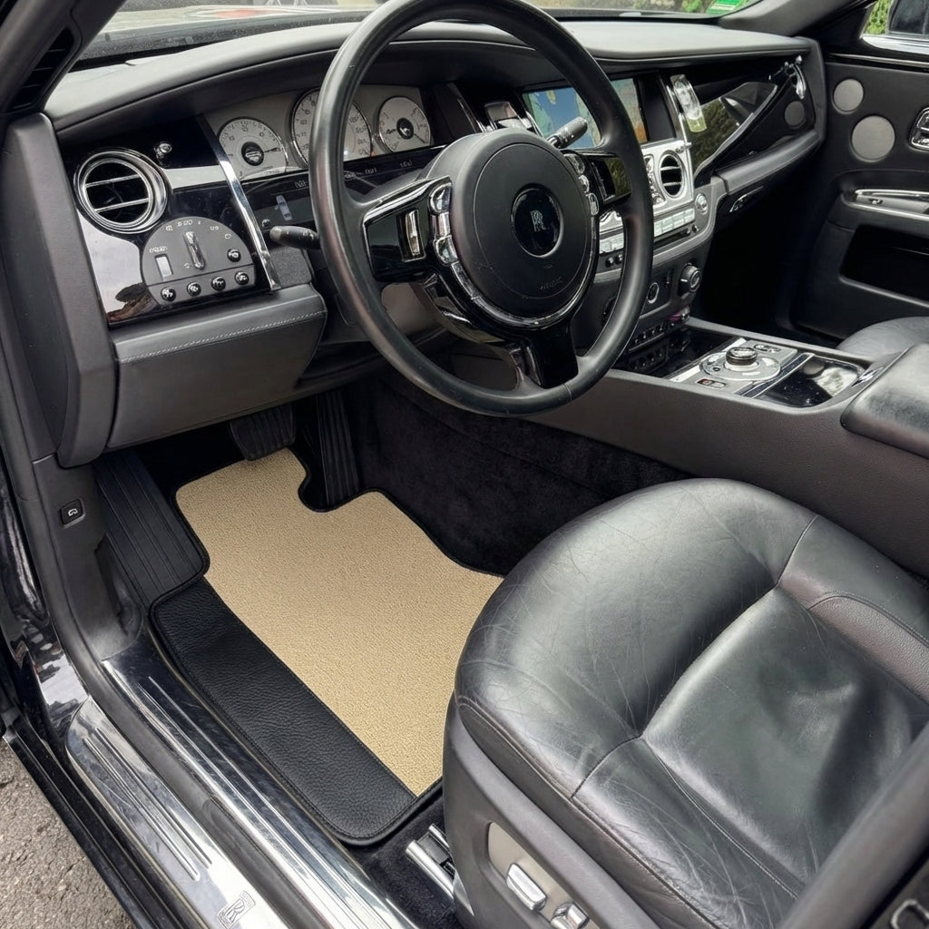 Anpassbare Lederfußmatten mit verflochtenem Sechseckmuster für Rolls-Royce Ghost Serie I (2010–2020) - AutoWin