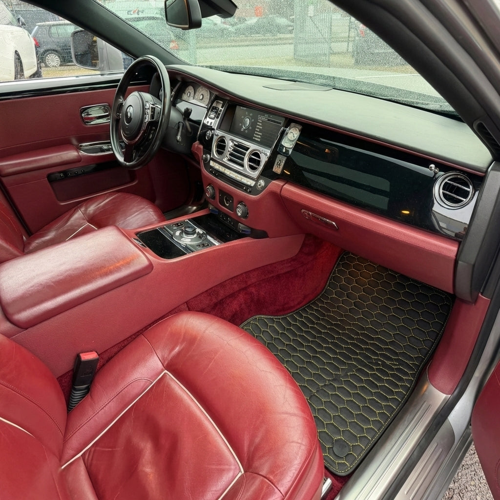 Anpassbare Lederfußmatten mit verflochtenem Sechseckmuster für Rolls-Royce Ghost Serie I (2010–2020) - AutoWin