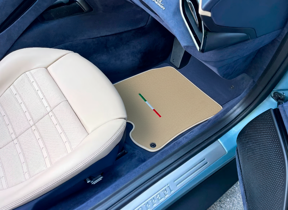 Beige Floor Mats for Ferrari Roma (2021-2024) Italian Edition - AutoWin
