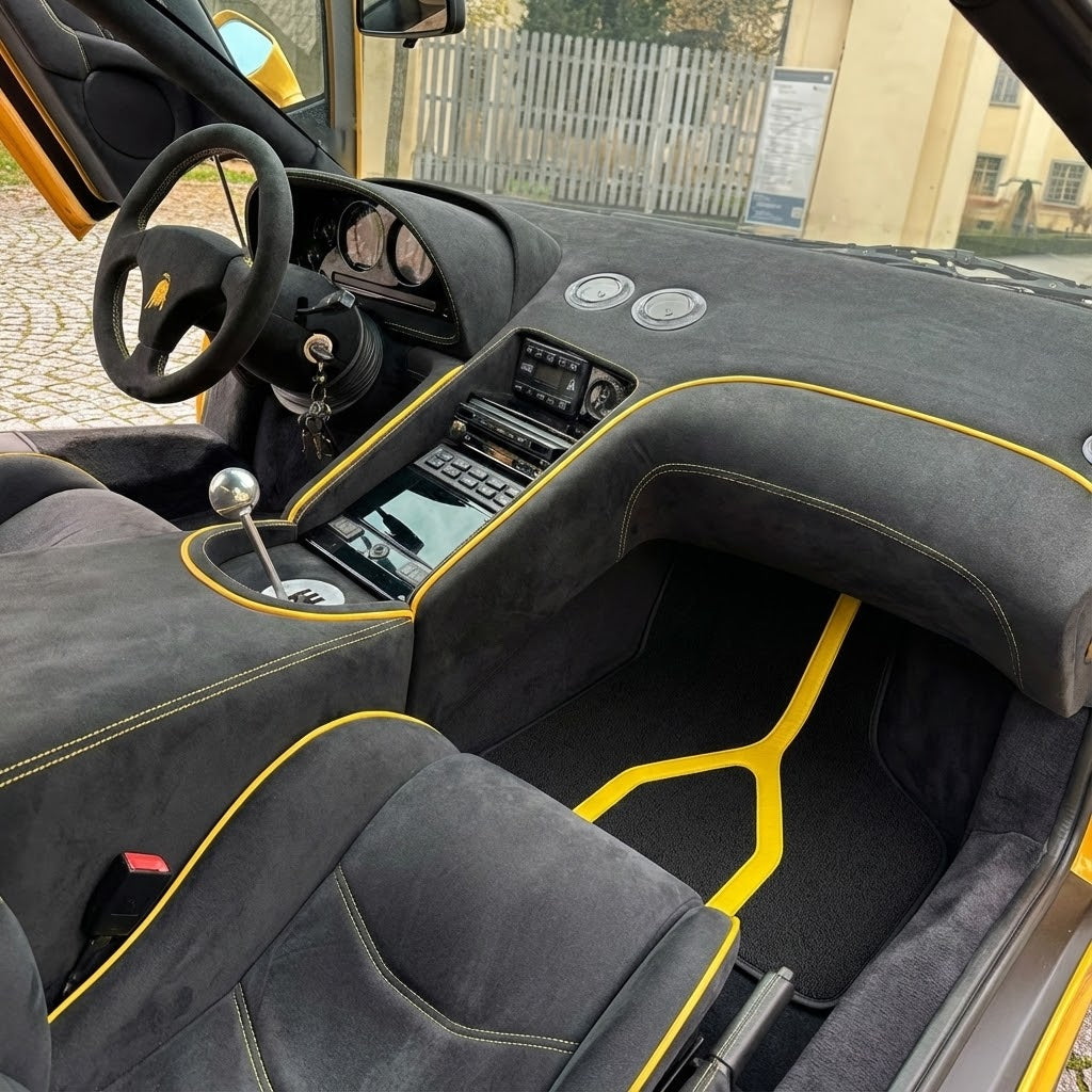 Customizable Leather Floor Mats with Raptor Hex Pattern for Lamborghini Diablo (1990-2001) - AutoWin