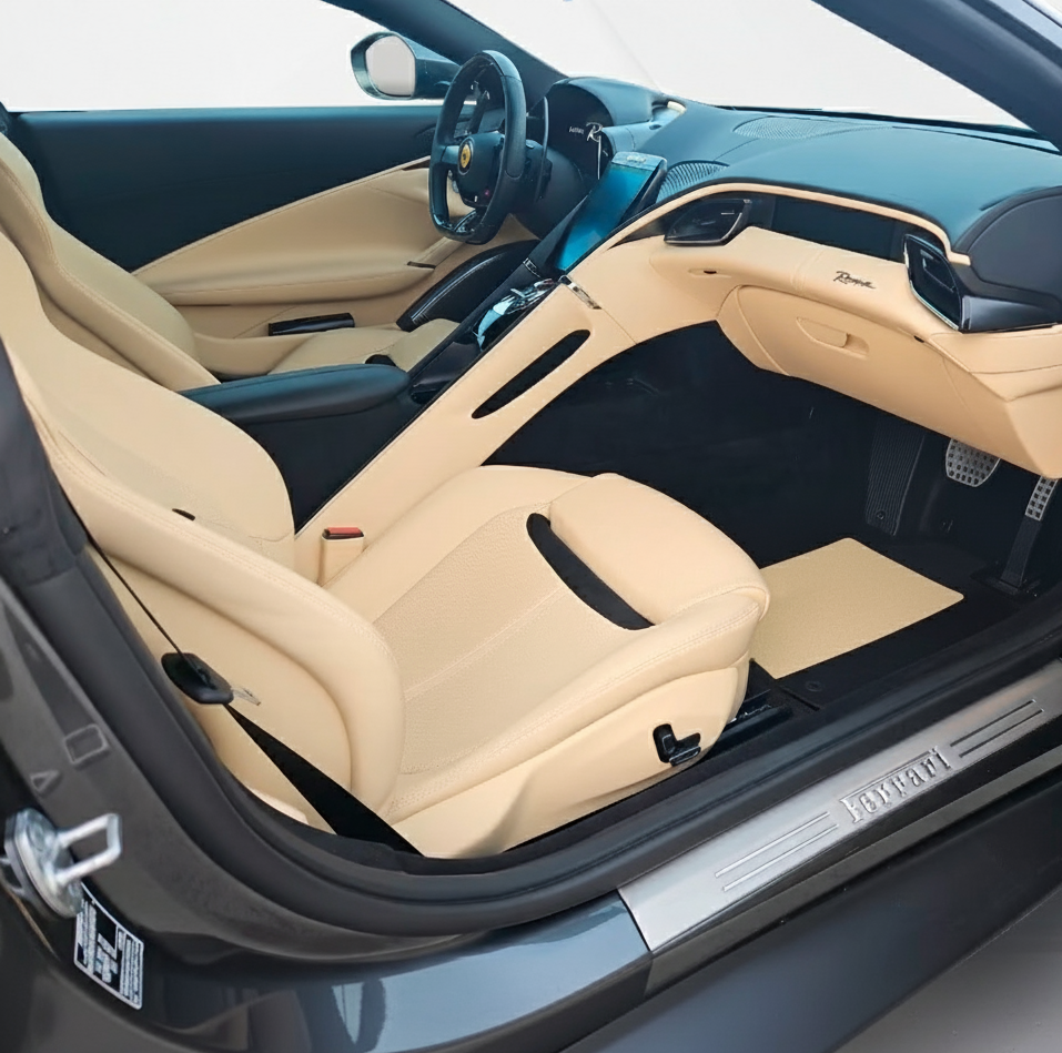 Beige Floor Mats for Ferrari Roma (2021-2024) Italian Edition - AutoWin