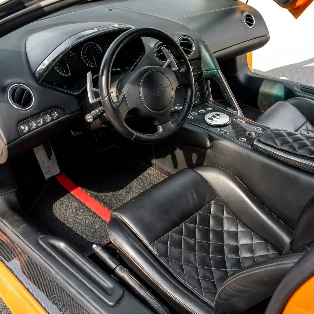 Anpassbare Fußmatten aus Teppich mit Leder für Lamborghini Murcielago (2001-2010) - AutoWin