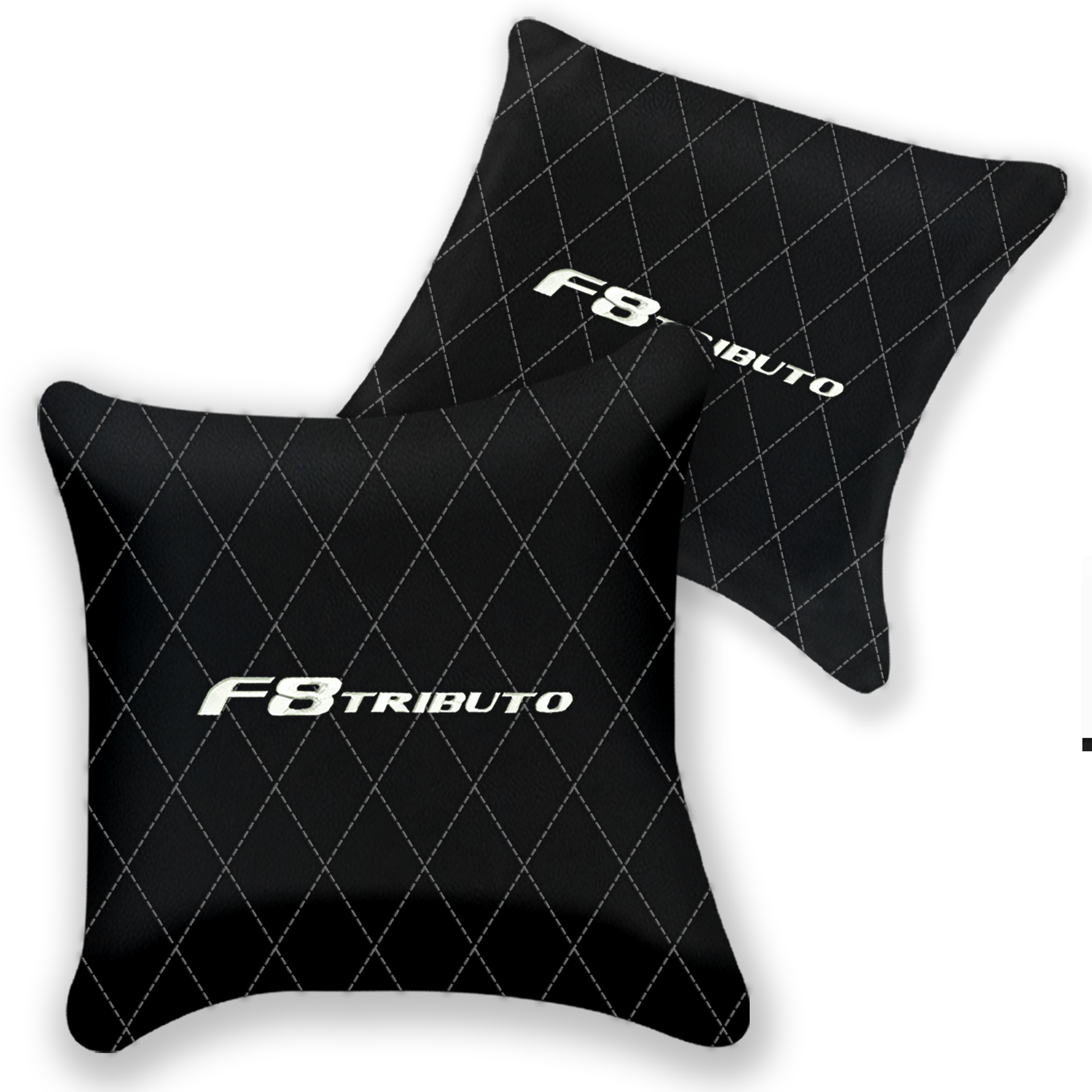Customizable Black Leather Pillows for Ferrari F8 Spider (2019-2023)