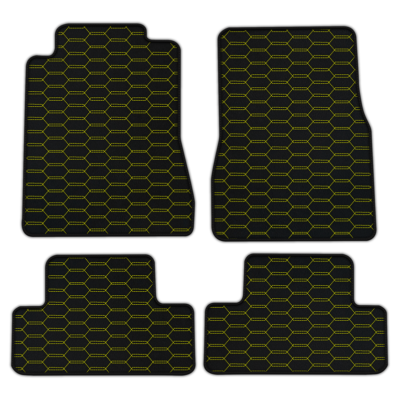 Customizable Leather Floor Mats with Interlaced Hex Pattern for Ford Mustang V FL (2011-2014)