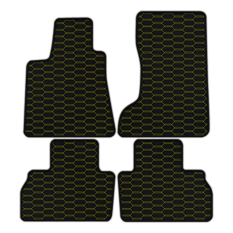 Customizable Leather Floor Mats with Interlaced Hex Pattern for Maserati Levante (2017-2023)