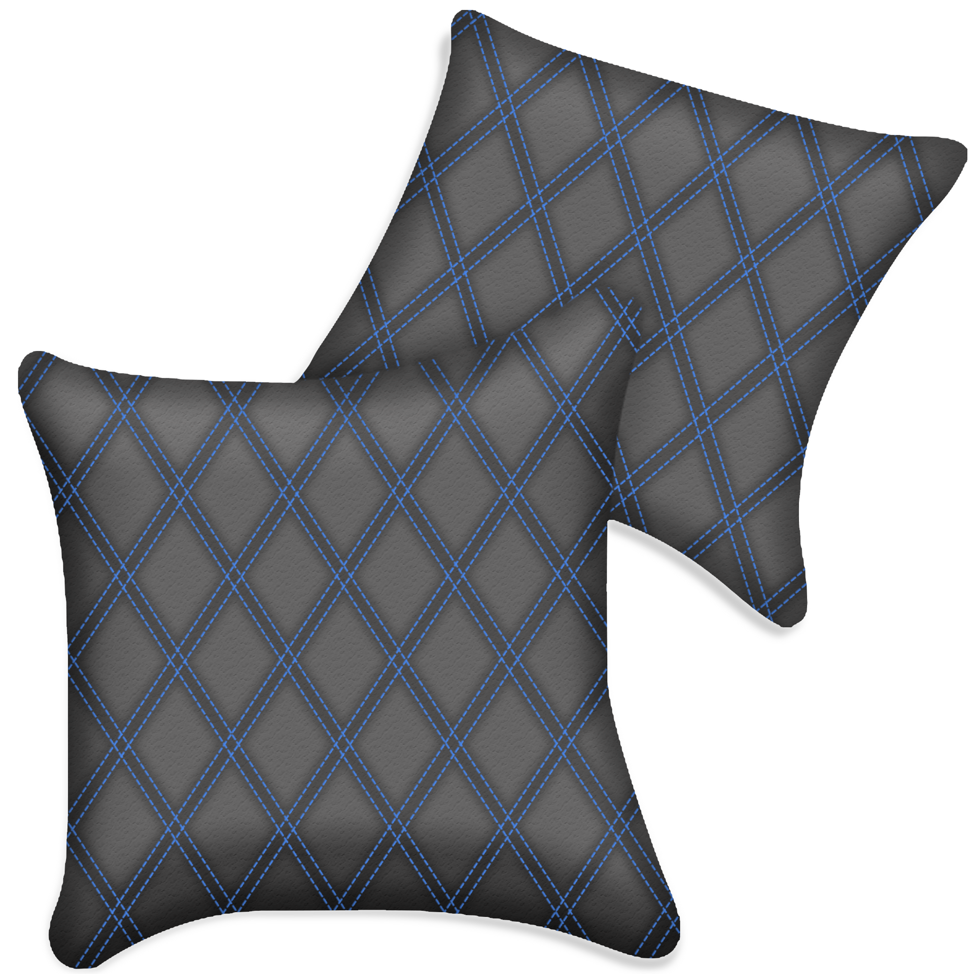 Customizable Gray Leather Pillows Set of 2 for All Vehicles | Double Diamond Pattern