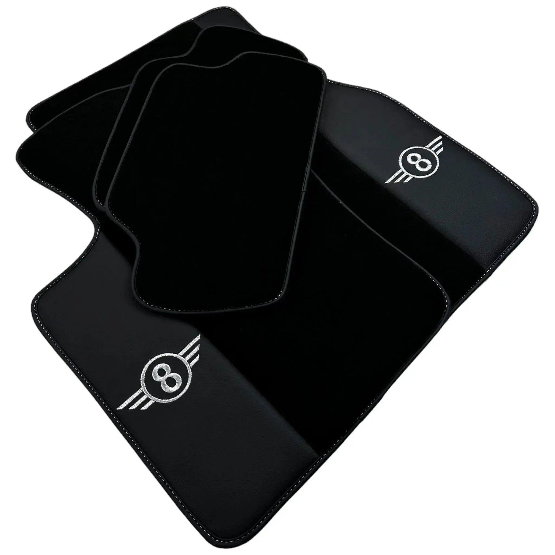 Black Floor Mats for Mini Cooper / One F55 5-doors (2015-2023) with Leather - AutoWin