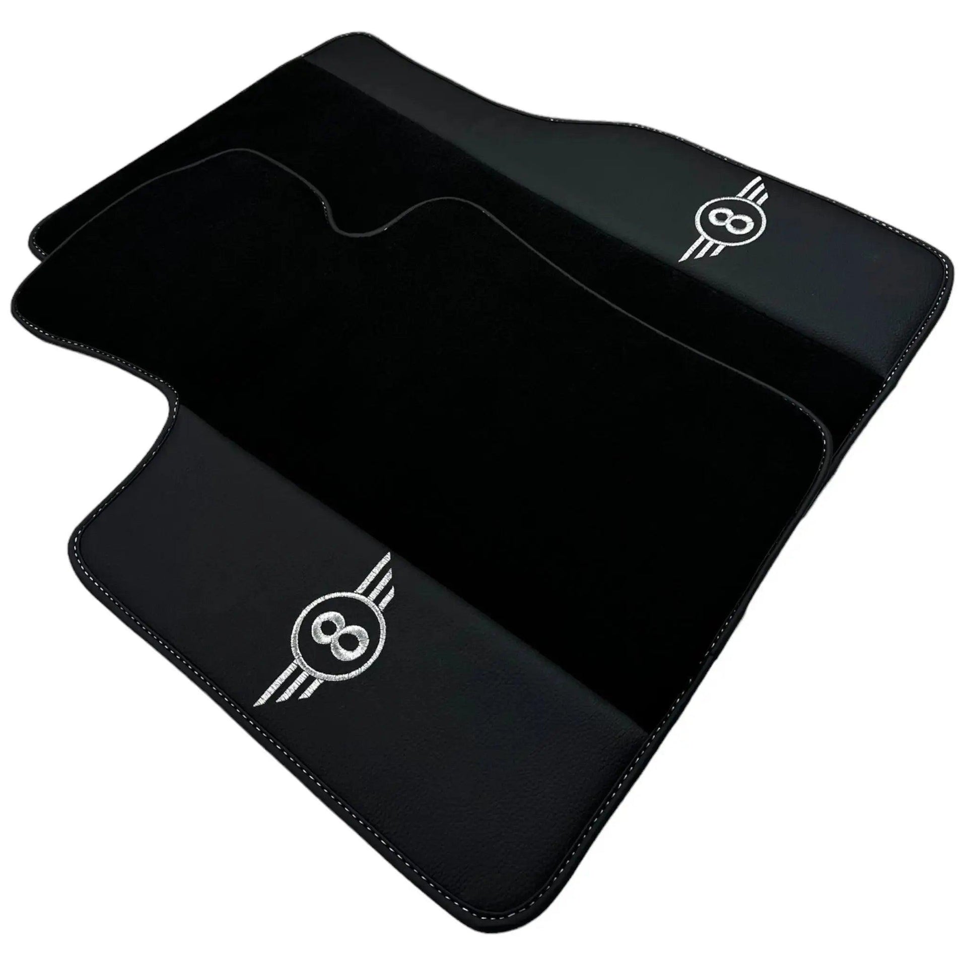 Black Floor Mats for Mini Cooper / One F56 3-doors (2014-2023) with Leather - AutoWin