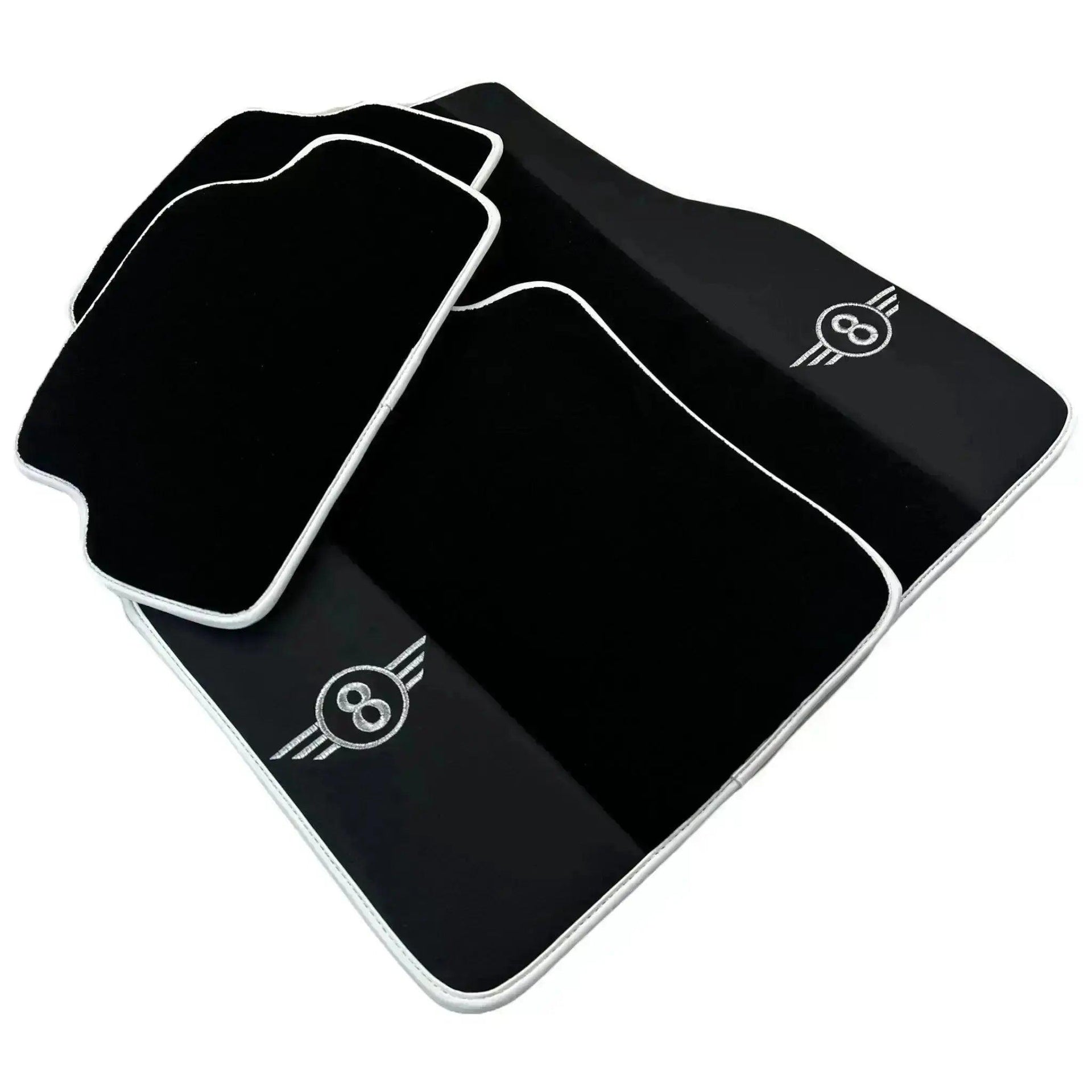 Black Floor Mats for Mini Cooper / One R56 (2007-2014) with Leather | White Trim - AutoWin