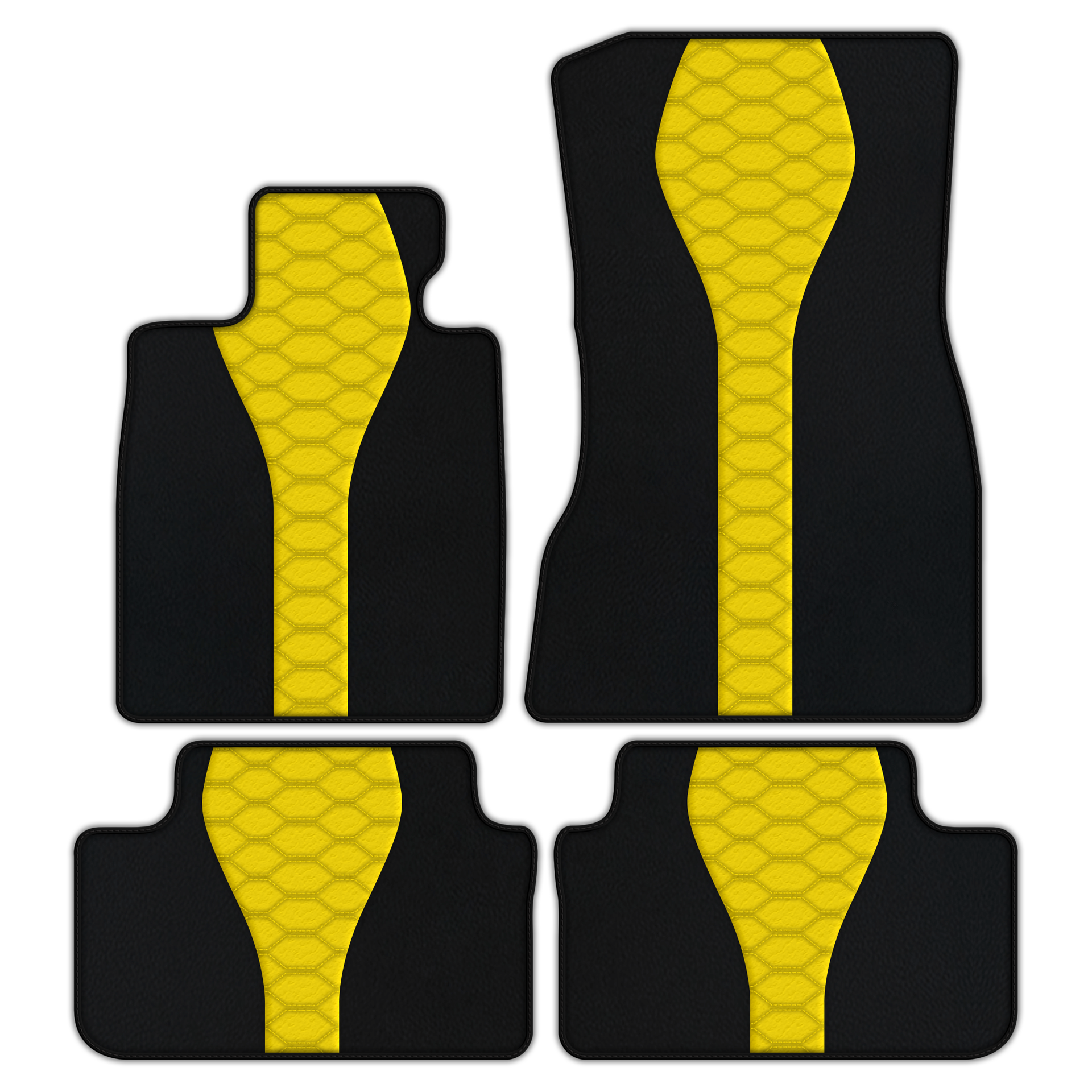 Tilpassbare skinnbilmatter med sammenflettet sekskantet mønster for BMW X6M F96 SUV (2020-2024) - AutoWin