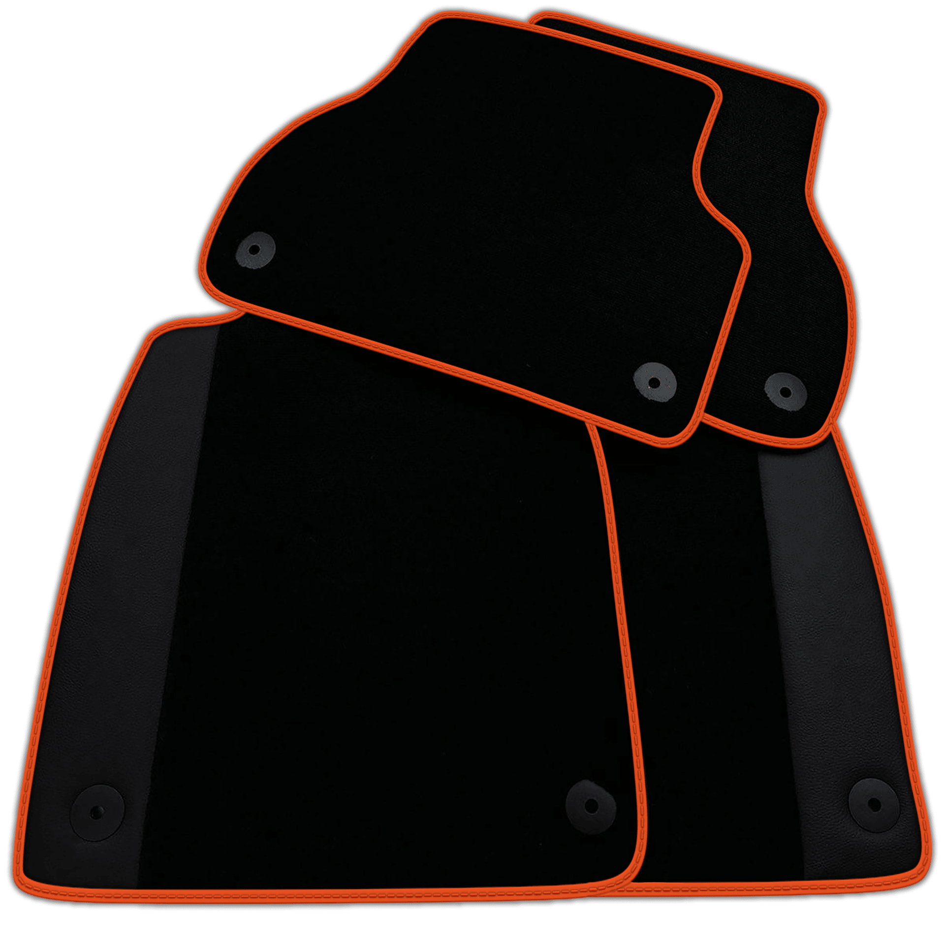 Black Floor Mats for Audi A2 2000-2005 8Z with Leather | Various Trim Colors