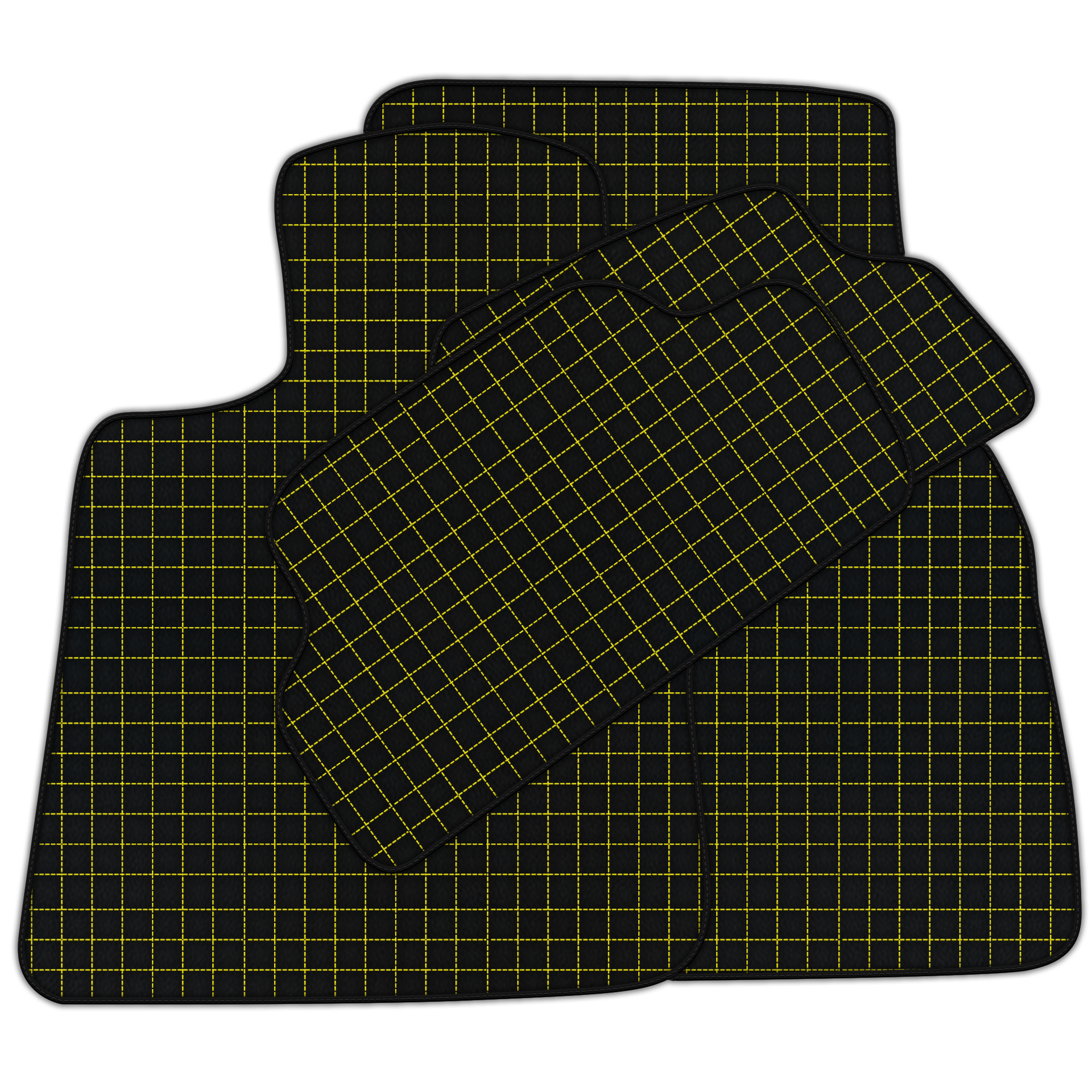 Customizable Leather Floor Mats with Square Pattern for Mini Cooper / One F56 3-Doors (2014-2023)