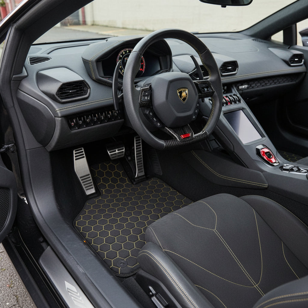 Customizable Floor Mats From Carpet with Leather for Lamborghini Huracan EVO (2019-2024) - AutoWin