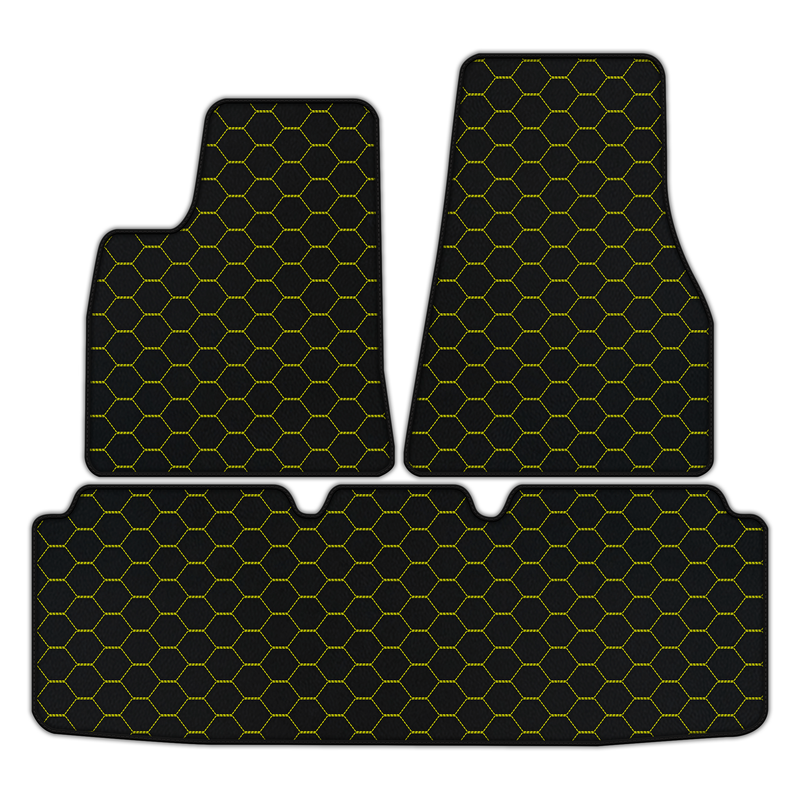 Customizable Leather Floor Mats with Symmetrical Hex Pattern for Tesla Model S (2012-2023)