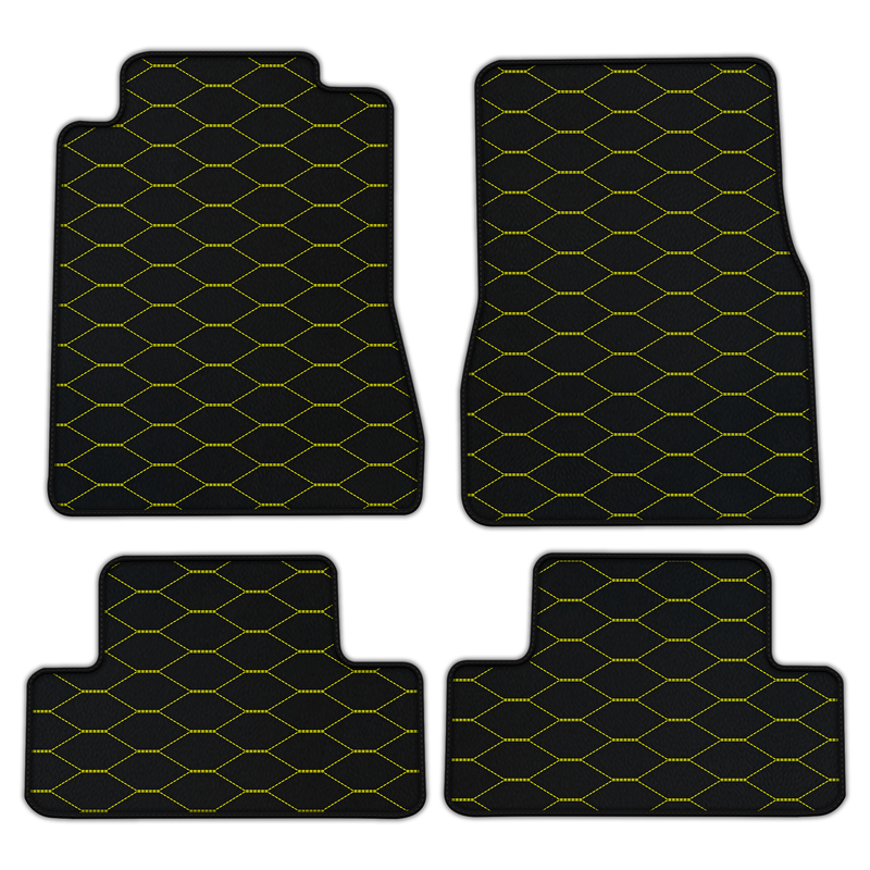 Customizable Leather Floor Mats with Viper Hex Pattern for Ford Mustang V FL (2011-2014)