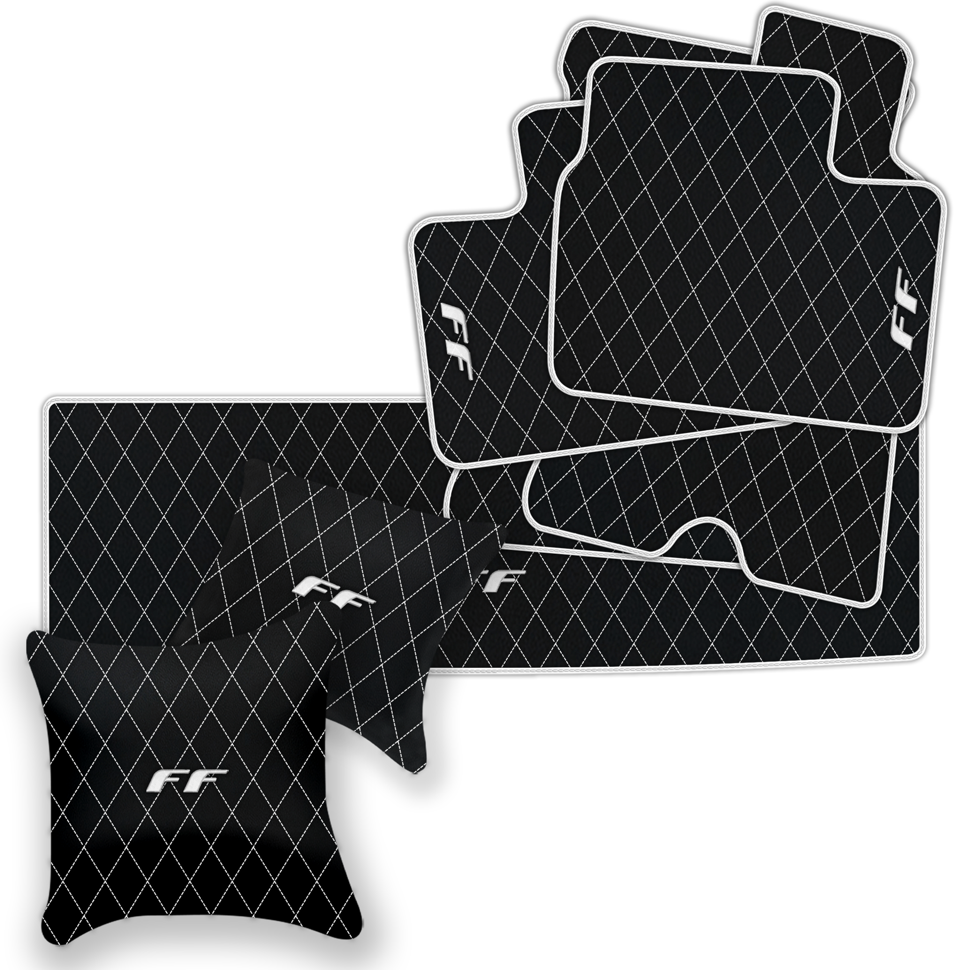 Luxury Black Leather Floor Mats for Ferrari Roma (2021-2024)