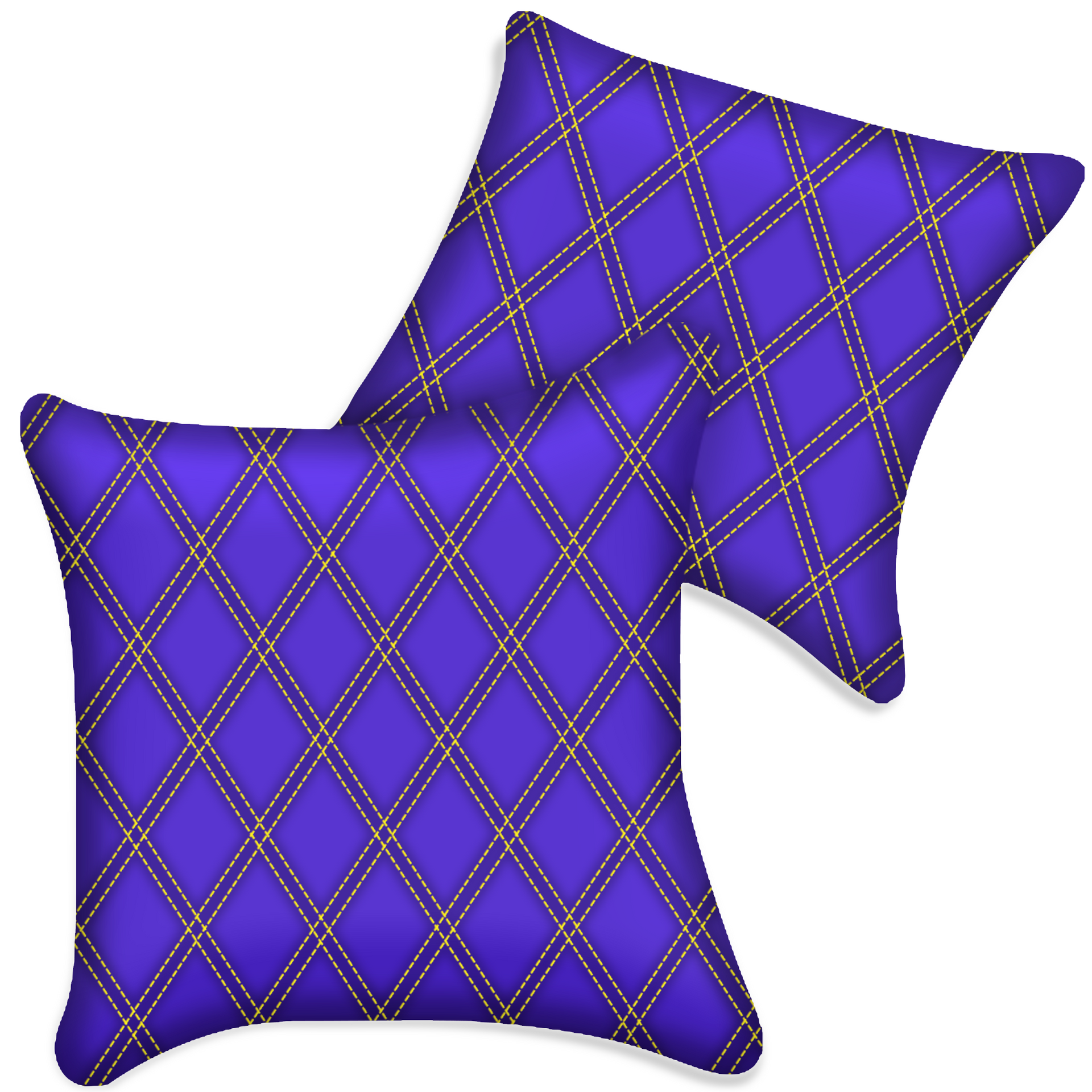 Customizable Purple Leather Pillows Set of 2 for All Vehicles | Double Diamond Pattern