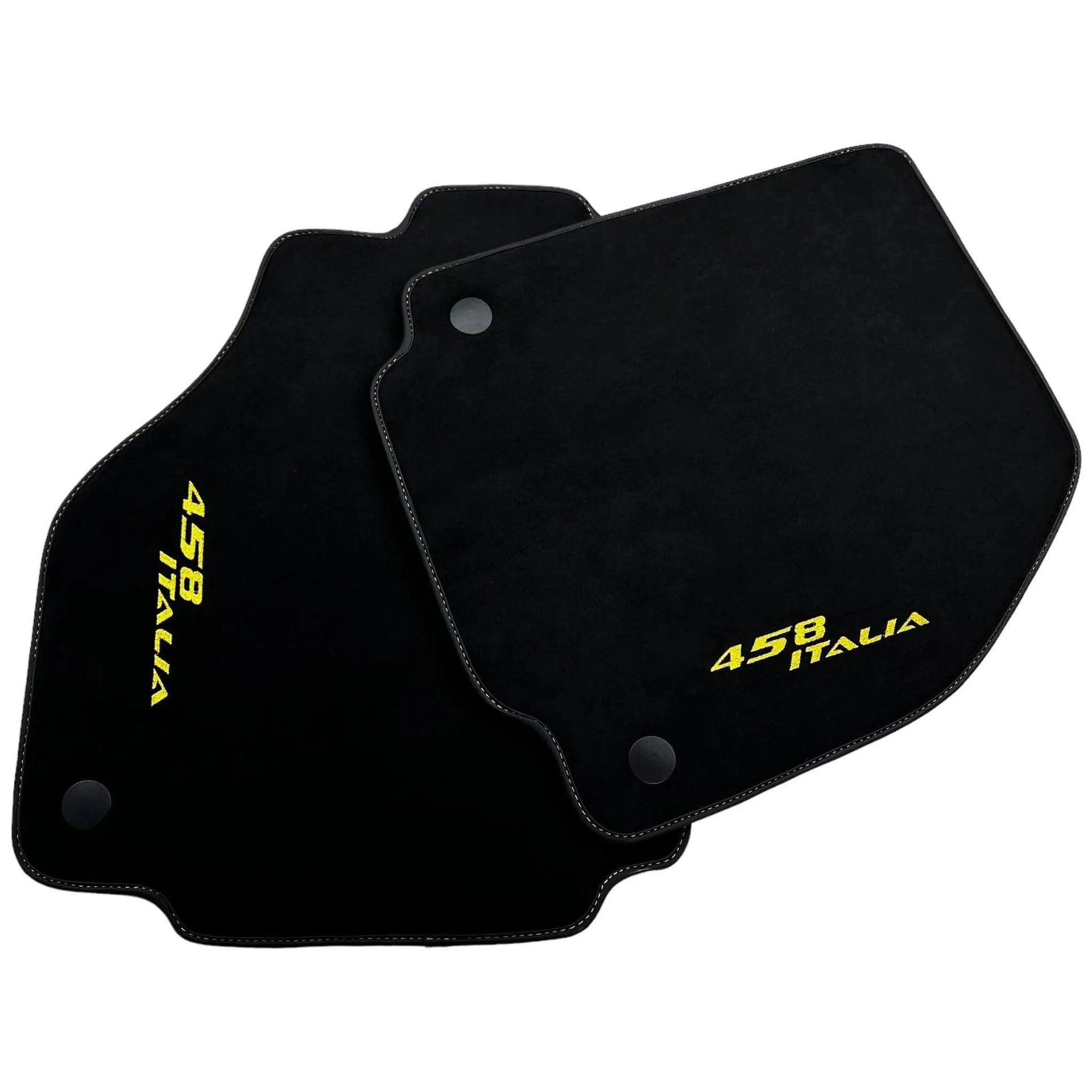Alcantara Black Floor Mats For Ferrari 458 Italia (2009-2015) Yellow - AutoWin