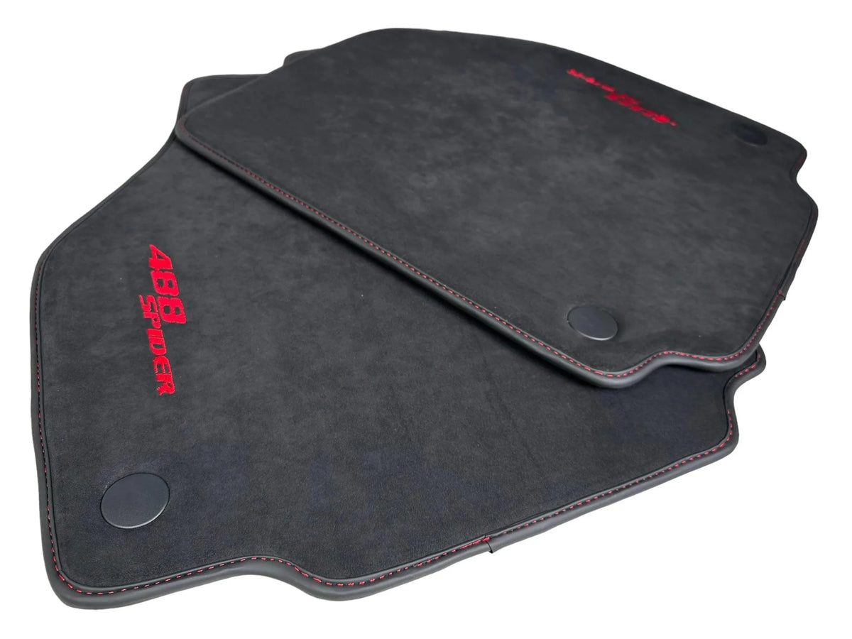 Alcantara Bilmatter for Ferrari 488 Spider 2016-2022 Rød Søm - AutoWin