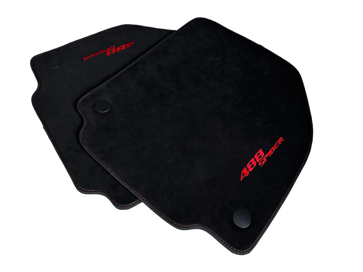 Alcantara Bilmatter for Ferrari 488 Spider 2016-2022 rød søm - AutoWin