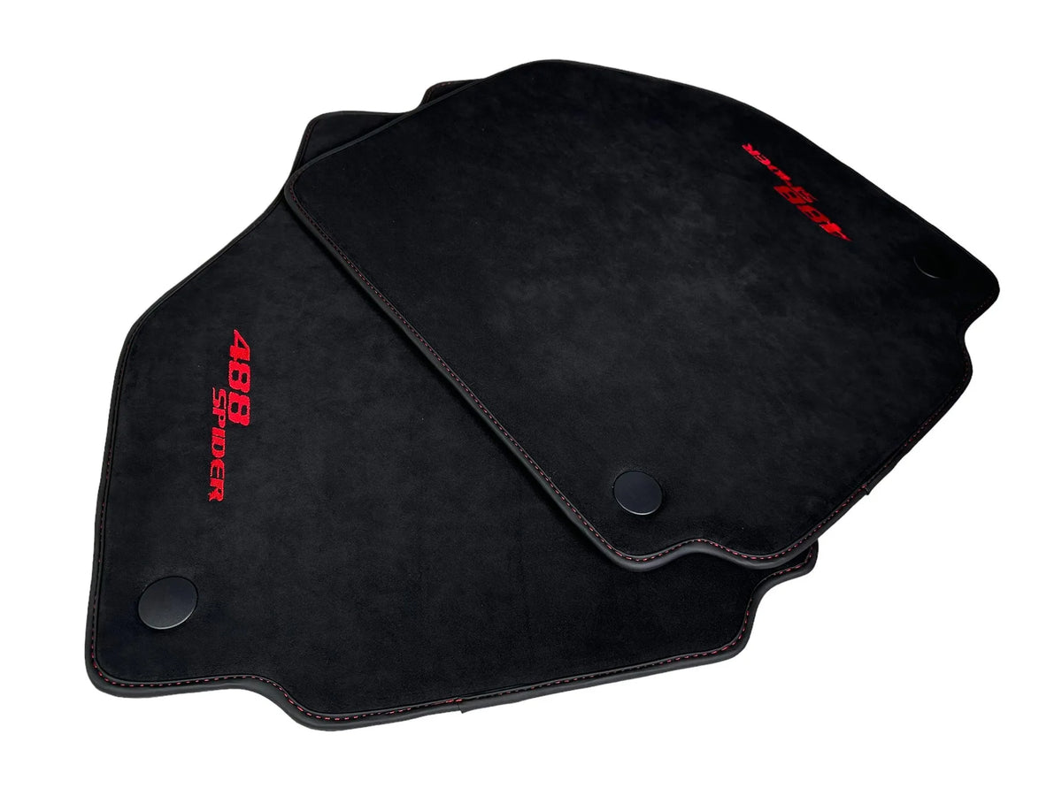 Alcantara Bilmatter for Ferrari 488 Spider 2016-2022 Rød Søm - AutoWin