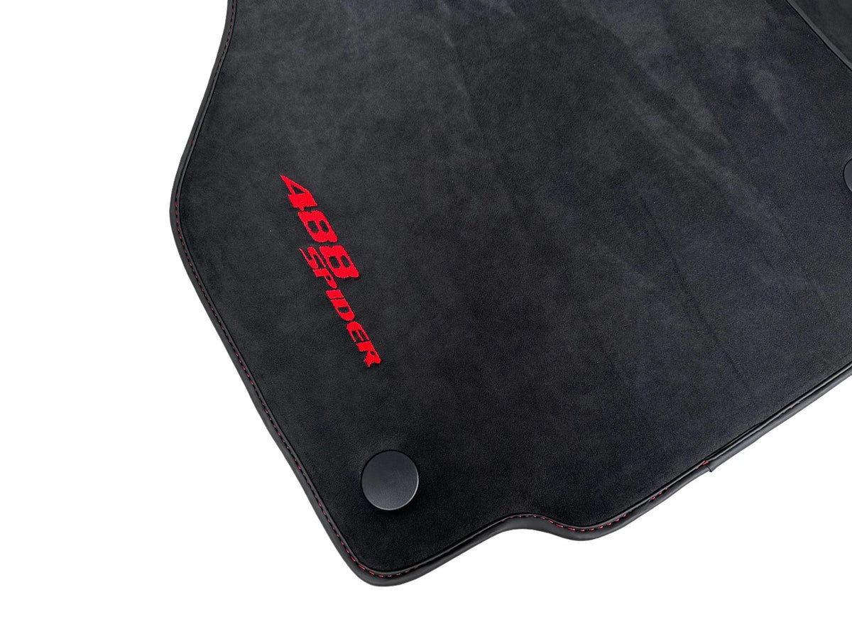 Alcantara Bilmatter for Ferrari 488 Spider 2016-2022 Rød Søm - AutoWin